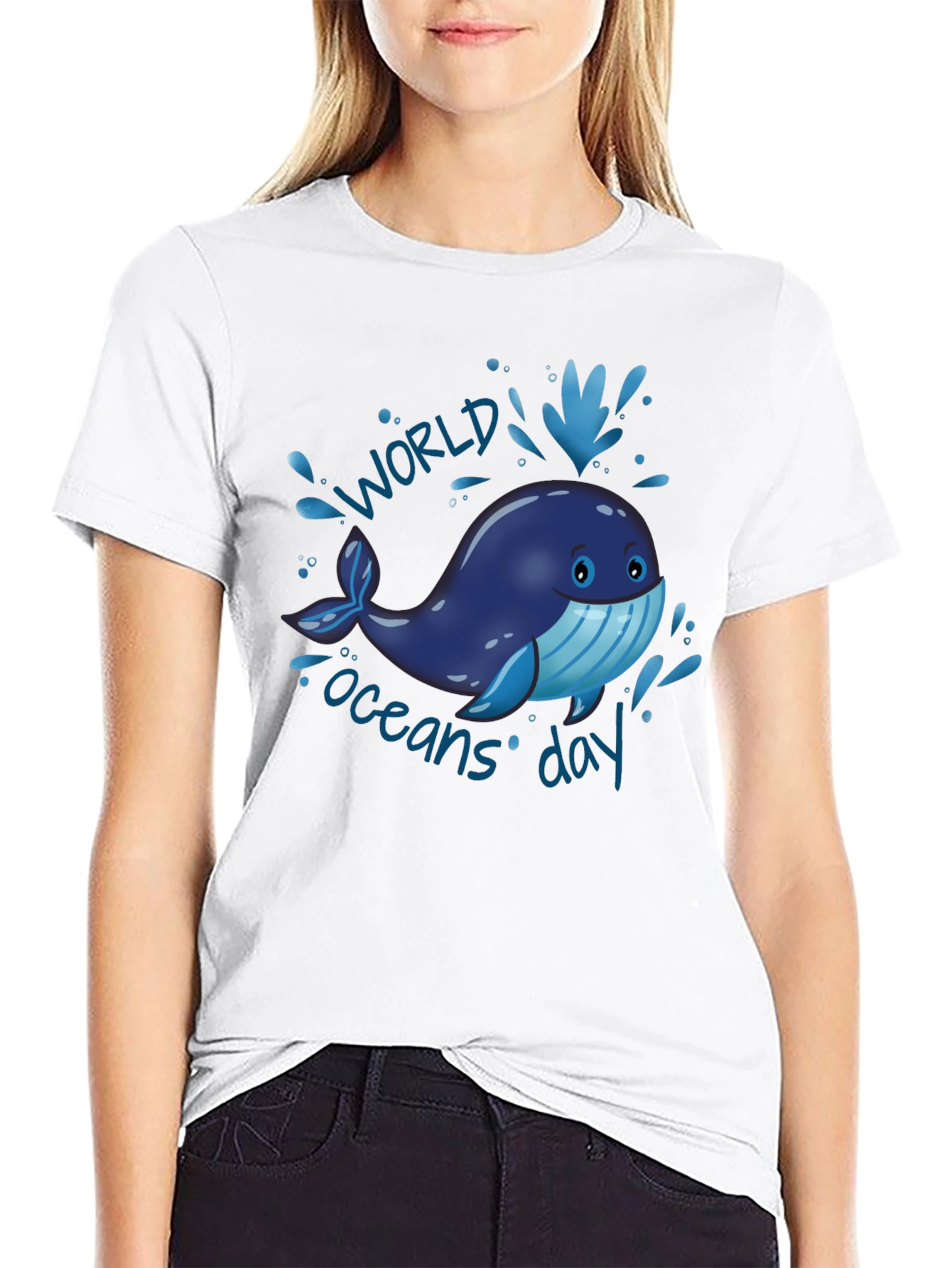 World Oceans Day Cartoon Whale T-Shirt