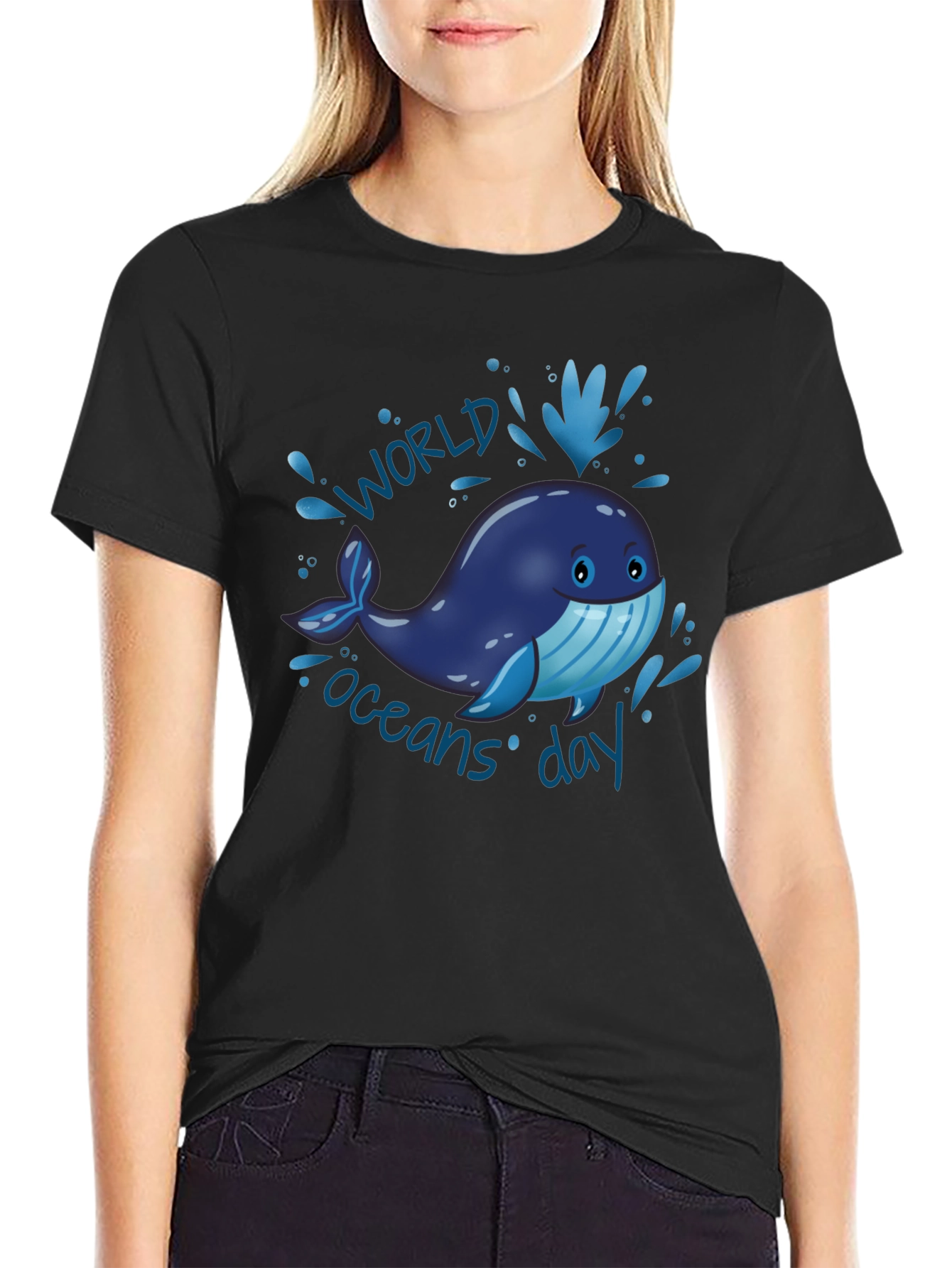 World Oceans Day Cartoon Whale T-Shirt
