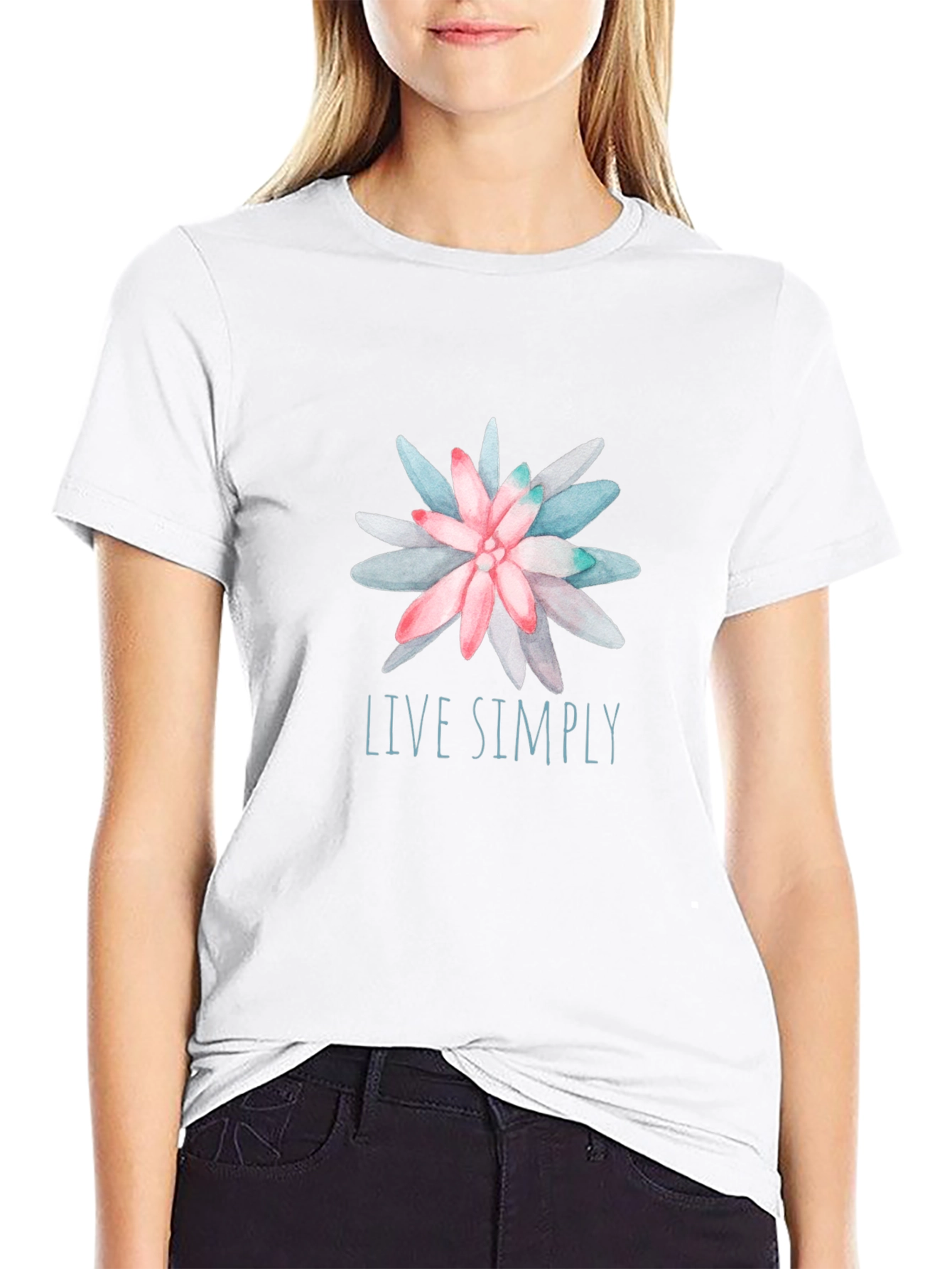 Live Simply Floral Graphic Tee - Relaxed Fit