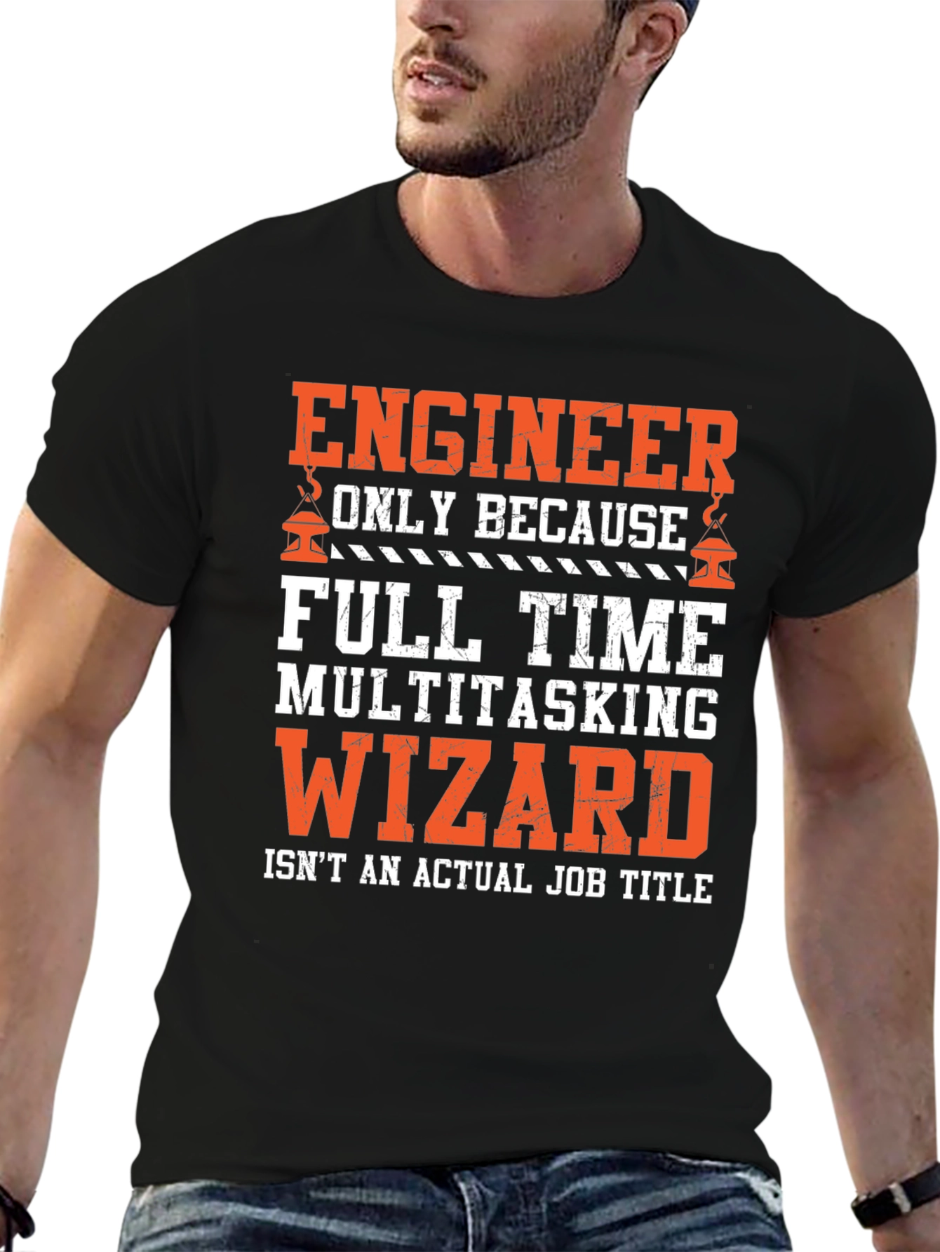 Engineer Multitasking Wizard Black Graphic T-Shirt