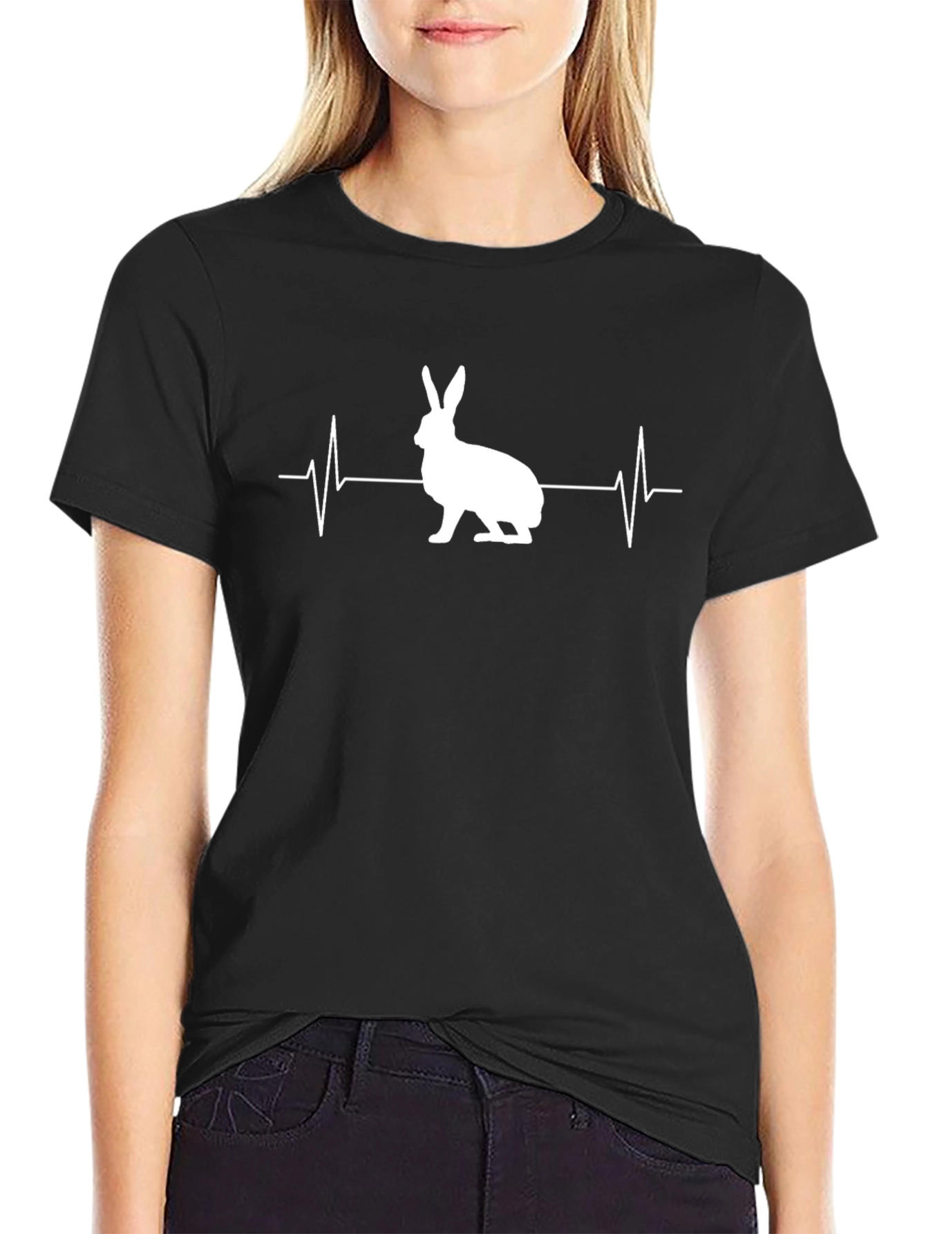 Rabbit Heartbeat Graphic Tee - Mens Black T-Shirt