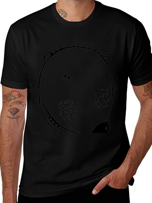 Bear Graphic Print Black T-Shirt for Men