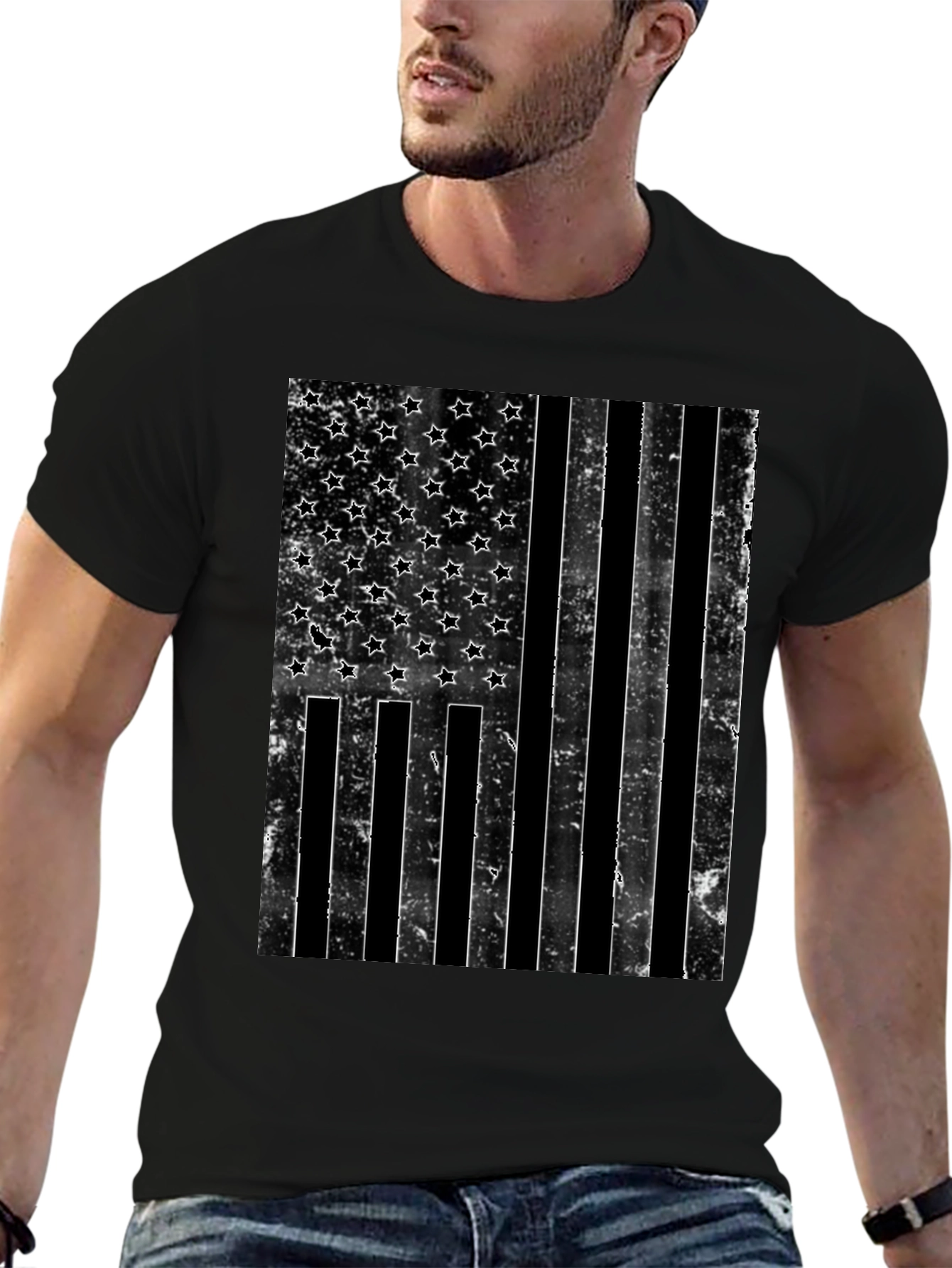 Distressed American Flag Graphic T-Shirt