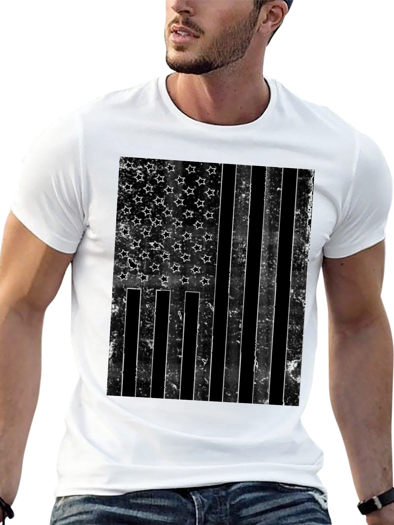 Distressed American Flag Graphic T-Shirt