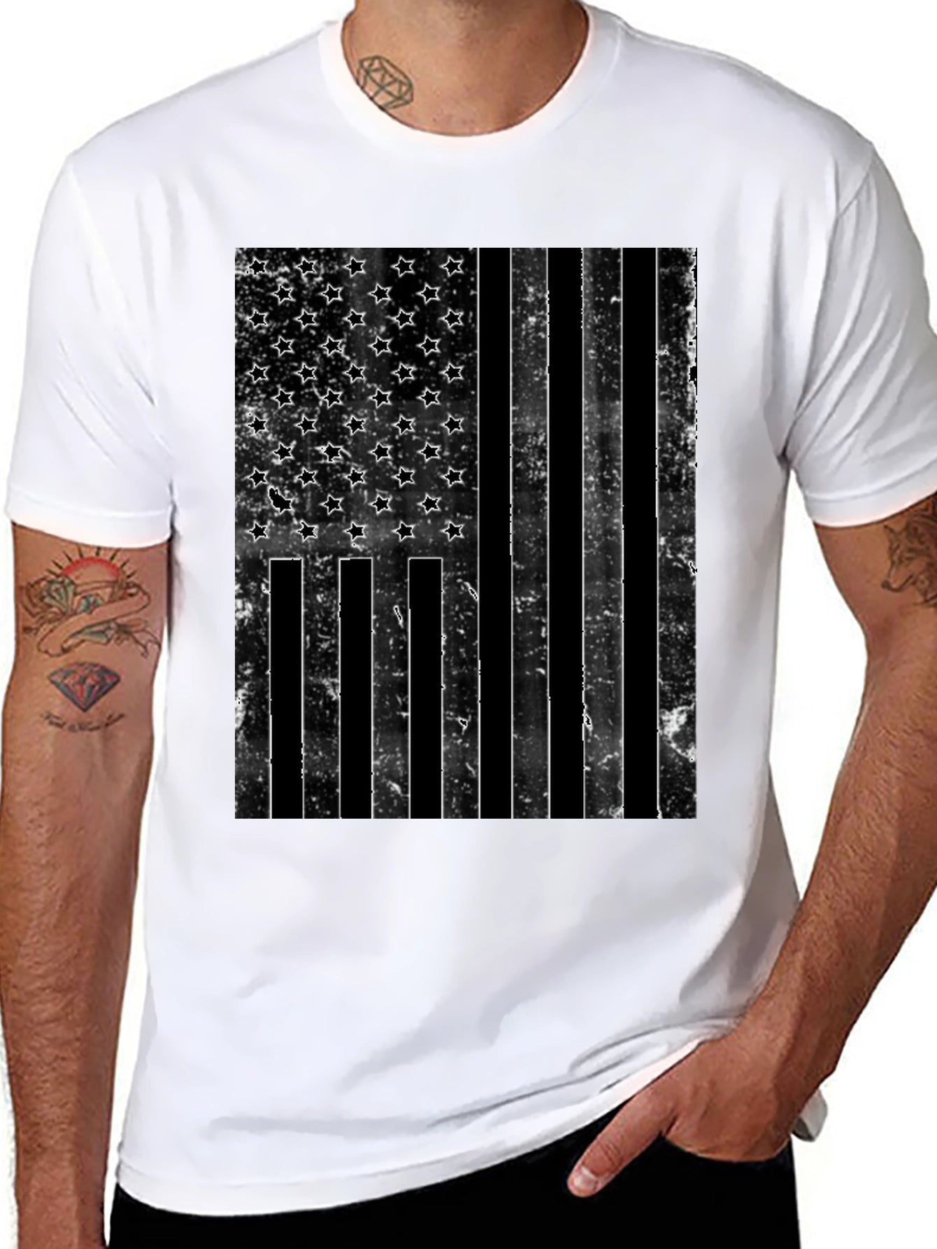 Distressed American Flag Graphic T-Shirt