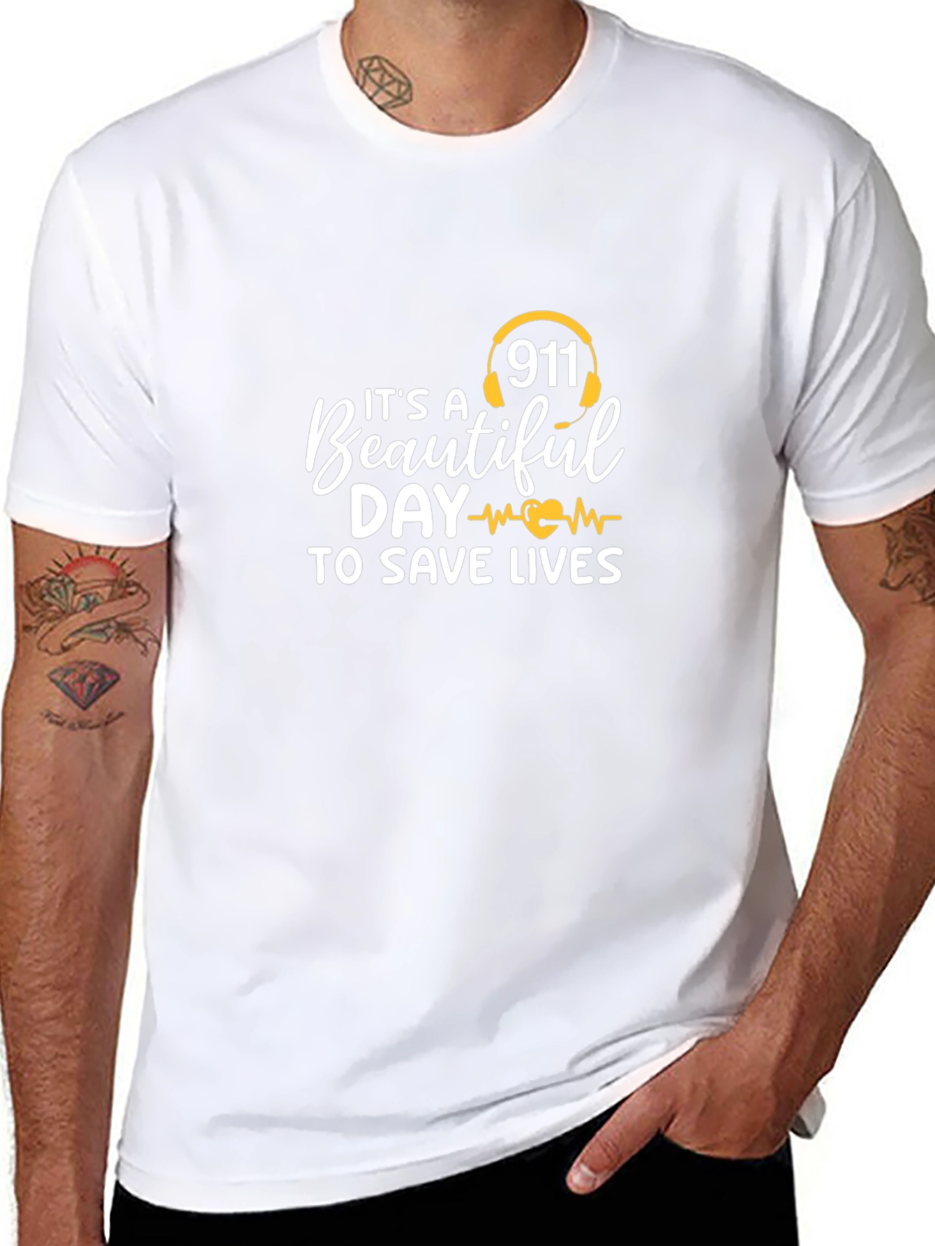 911 Save Lives Graphic Tee - Black