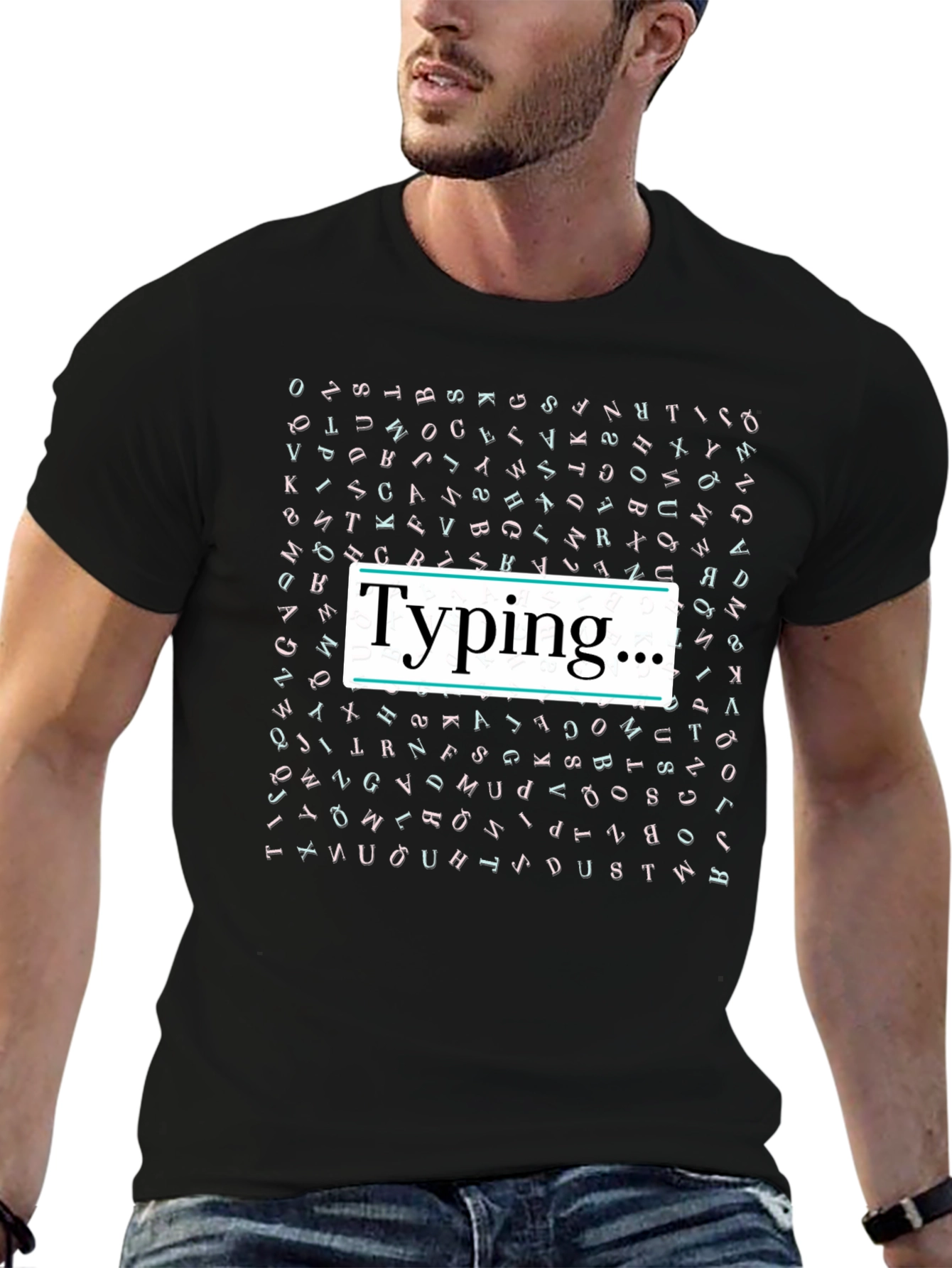 Typing... Black Graphic T-Shirt