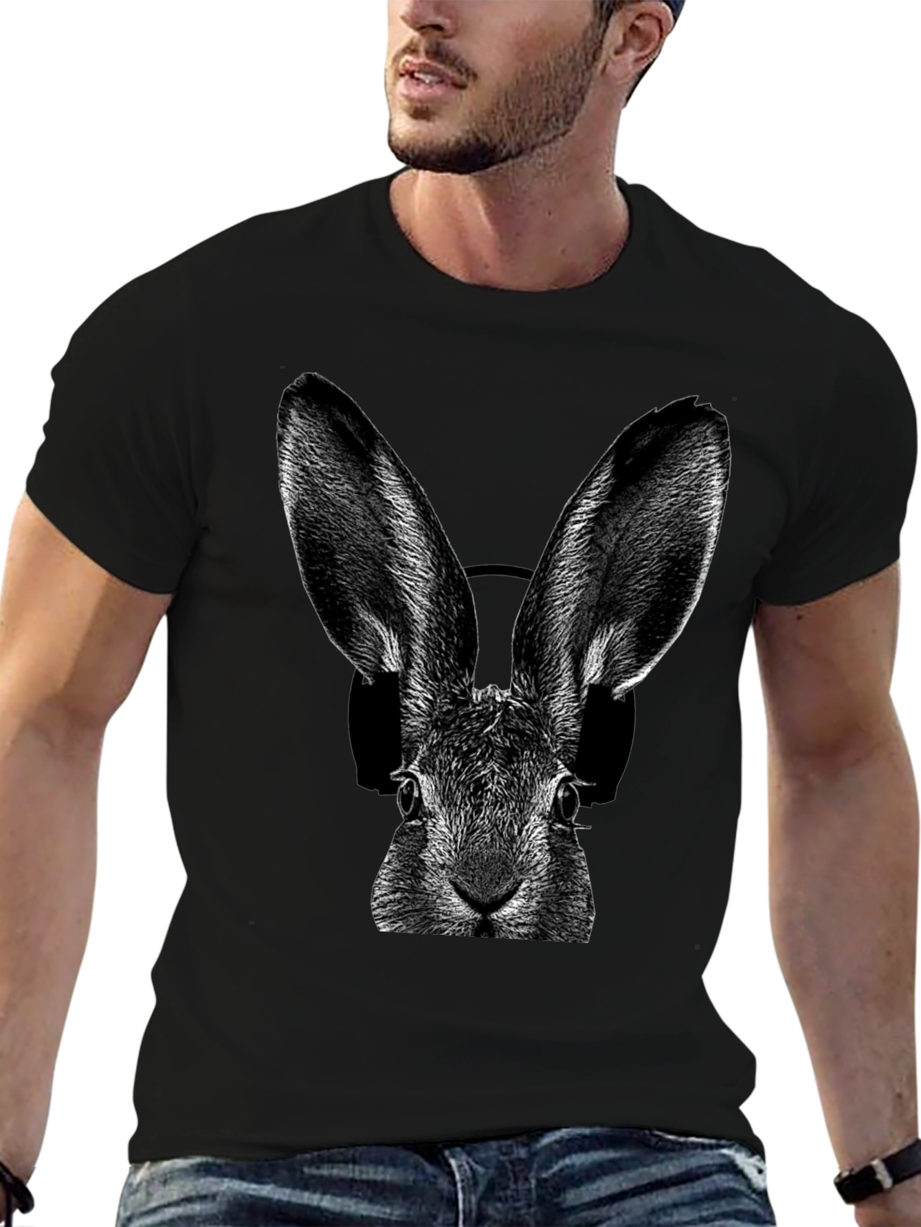 Rabbit DJ Graphic T-Shirt - Cool Animal Tee