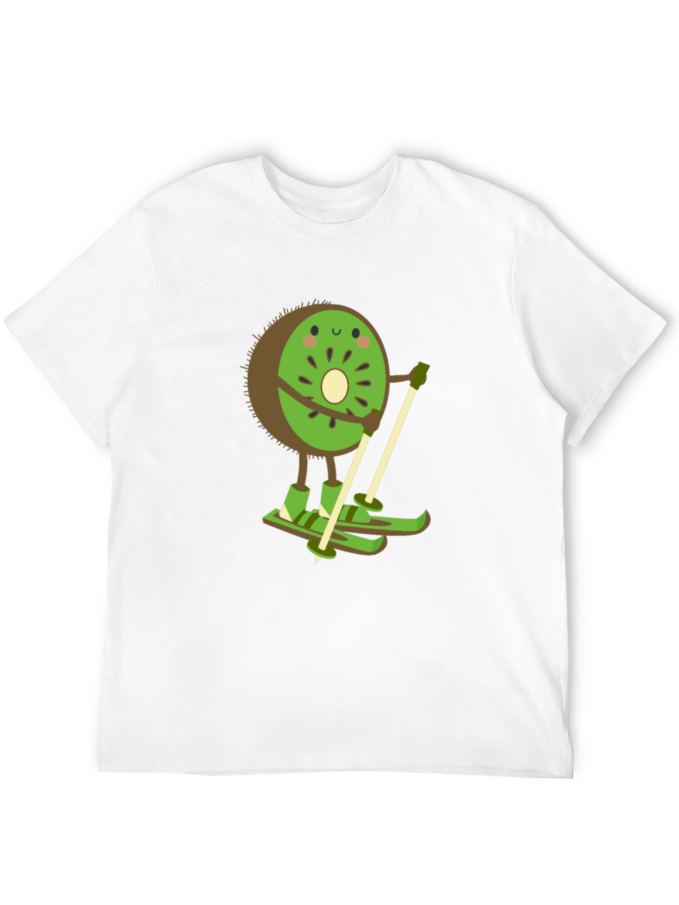 Kiwi Skiing Graphic Tee - Black Cotton T-Shirt
