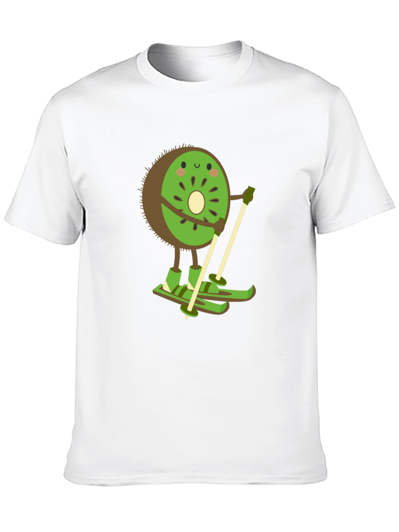 Kiwi Skiing Graphic Tee - Black Cotton T-Shirt