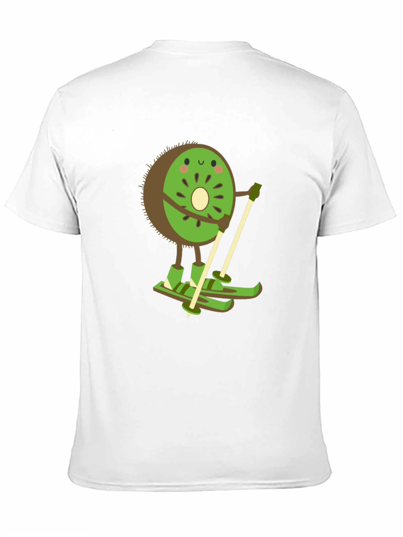 Kiwi Skiing Graphic Tee - Black Cotton T-Shirt
