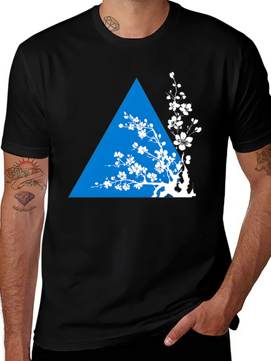 Geometric Floral T-Shirt - Black