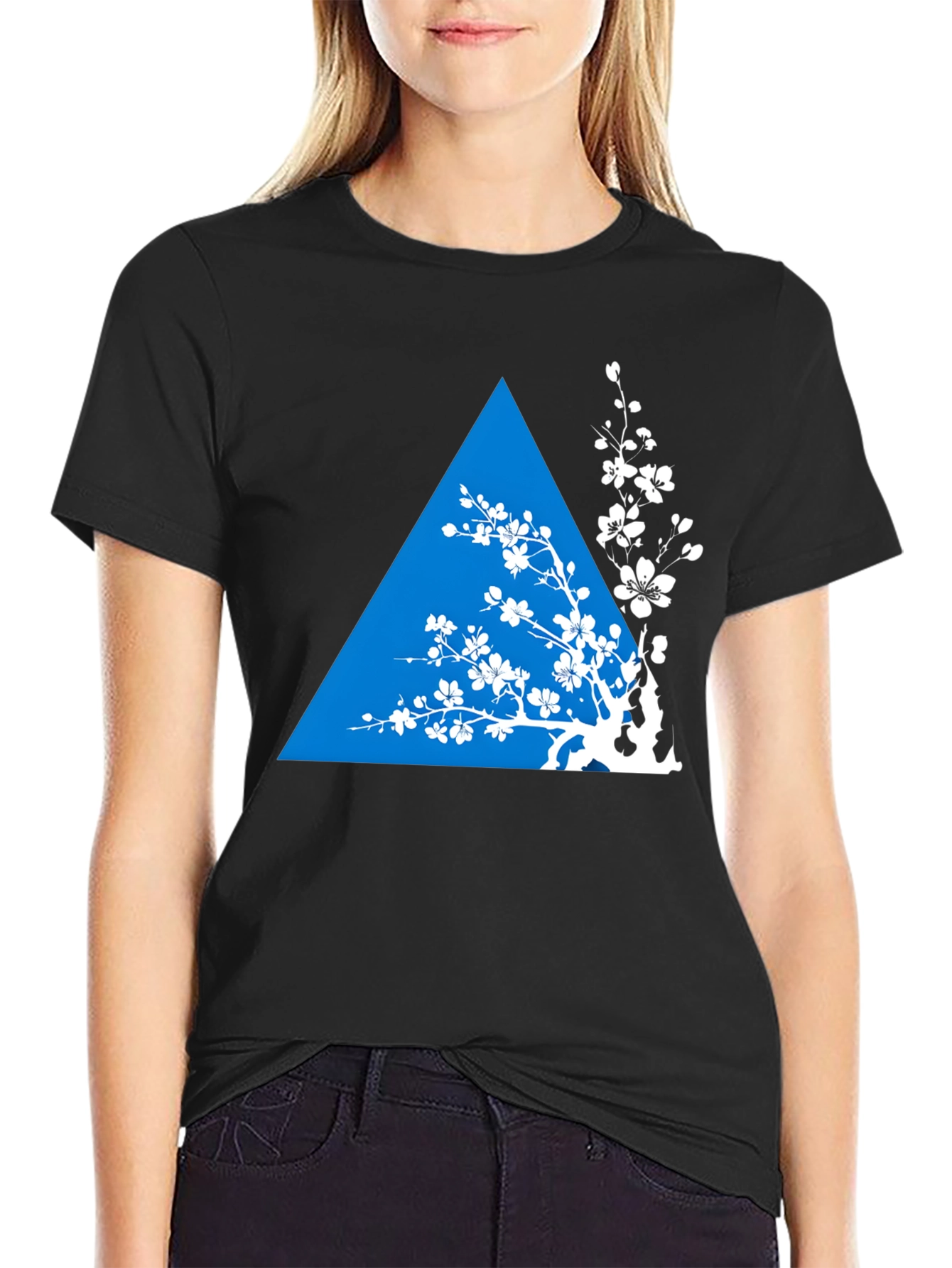 Geometric Floral T-Shirt - Black