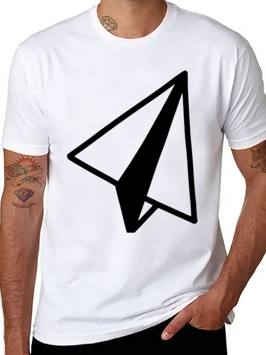 Black Paper Plane Graphic Tee - Modern Style