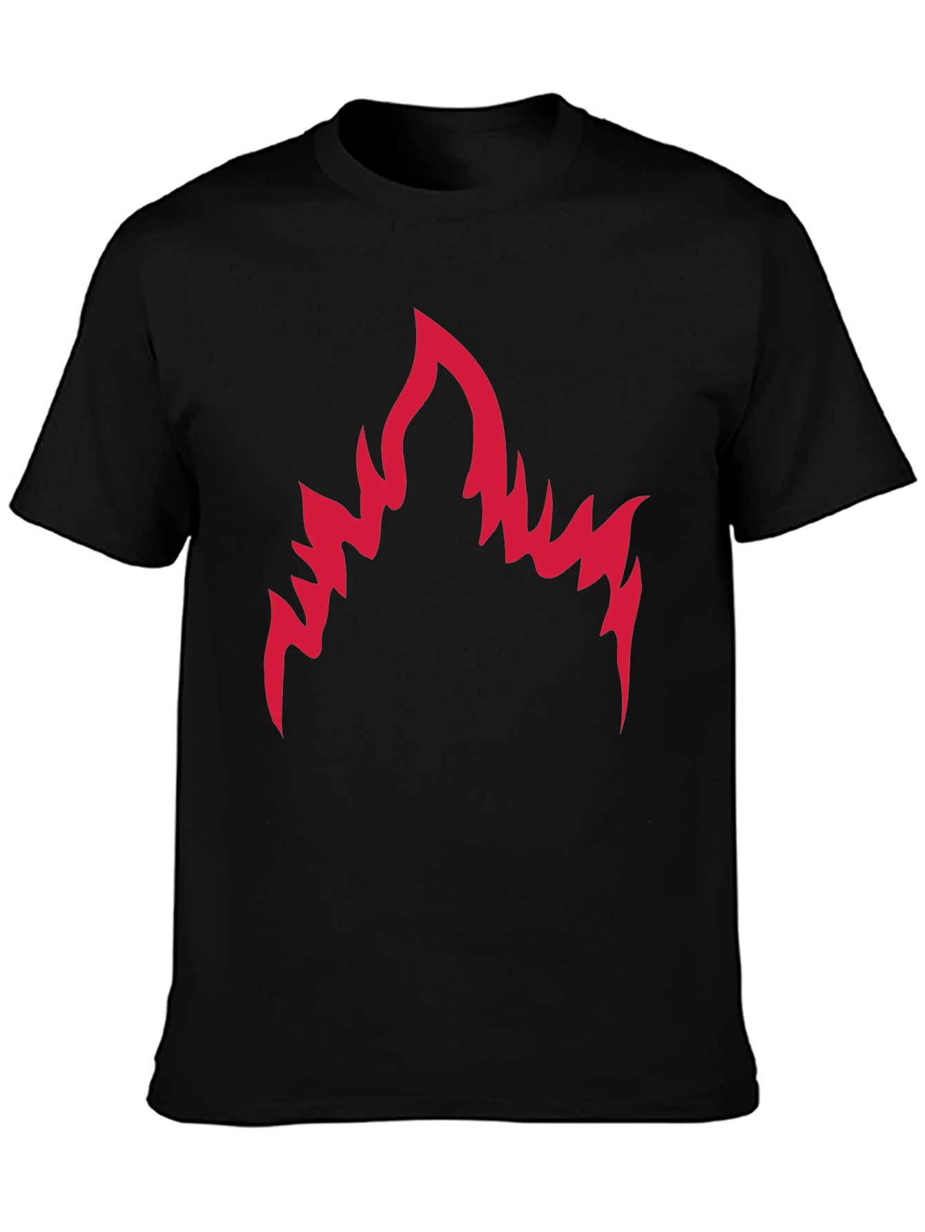 Mens Black T-Shirt with Red Flame Graphic