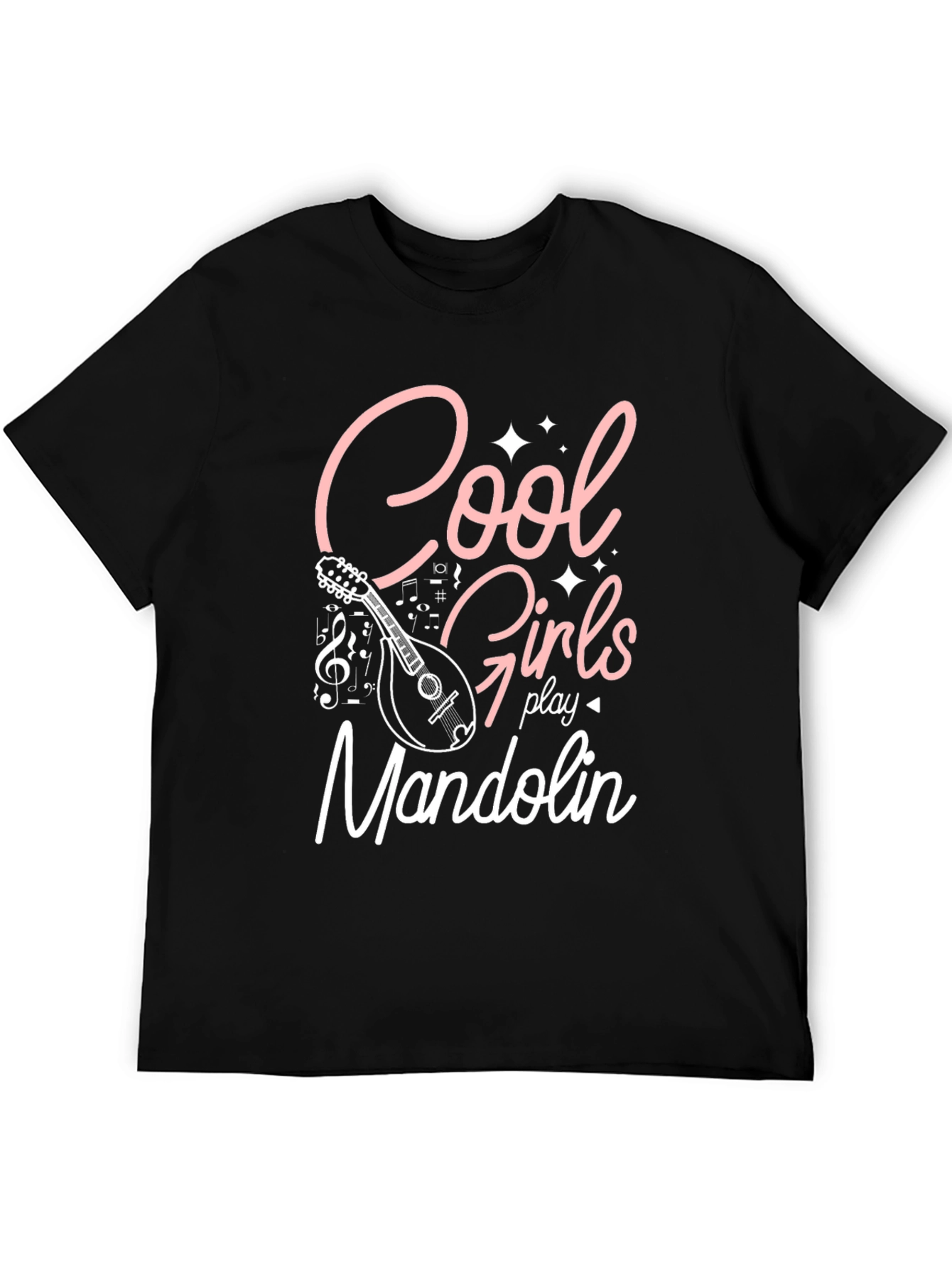 Cool Girls Play Mandolin Black Graphic Tee