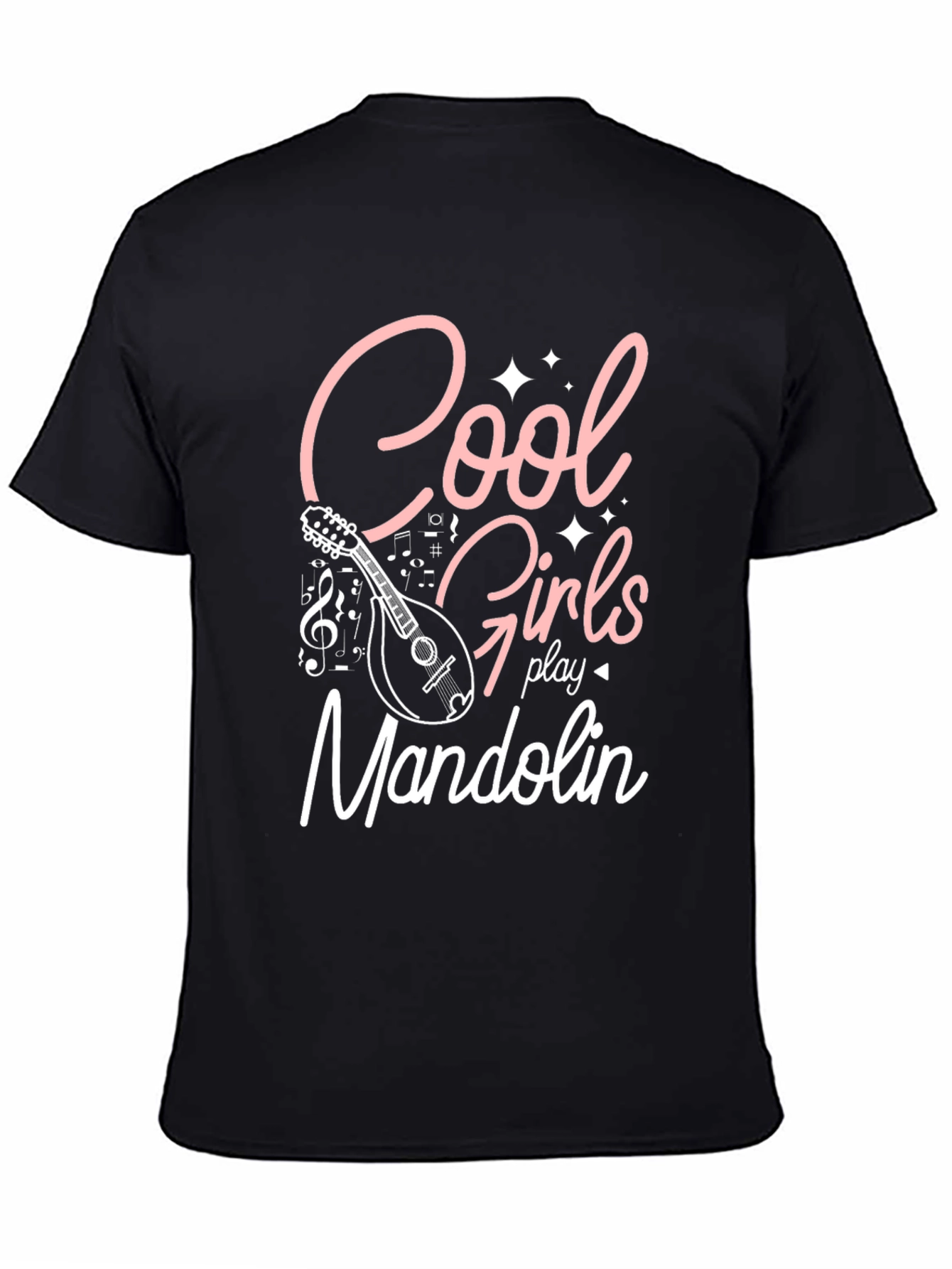 Cool Girls Play Mandolin Black Graphic Tee