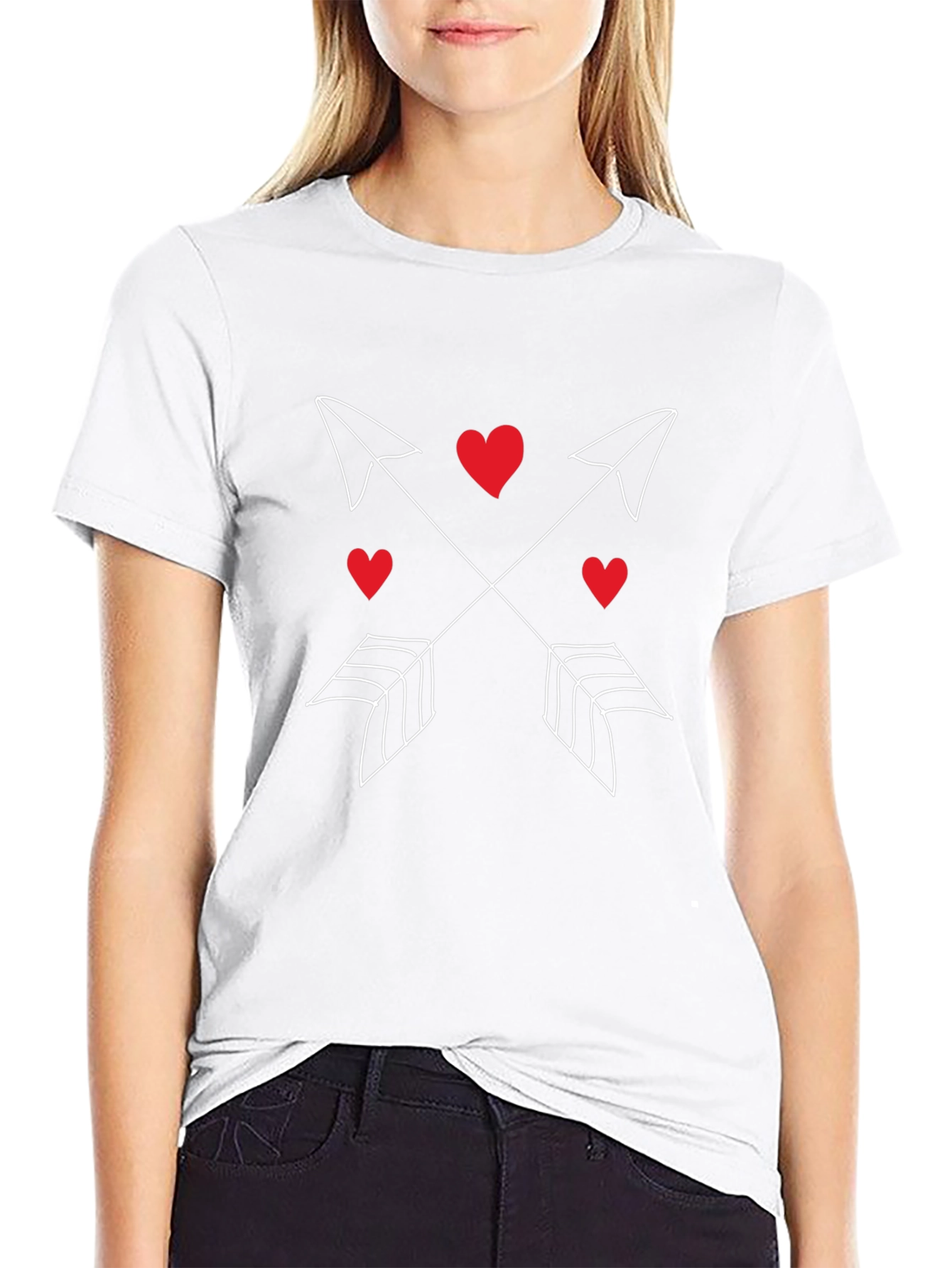 Heart Arrow Graphic Tee - Valentines Day Black T-Shirt