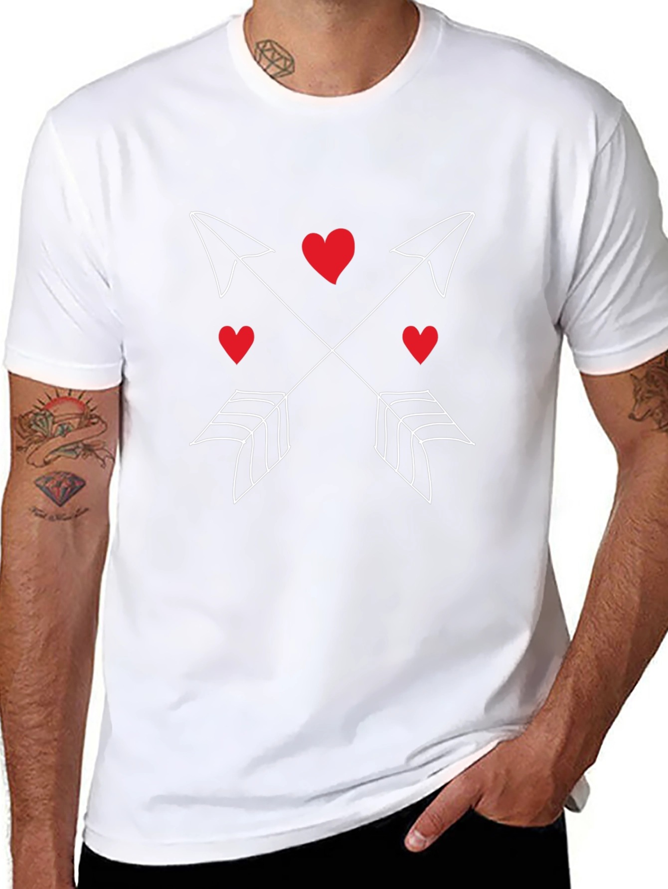 Heart Arrow Graphic Tee - Valentines Day Black T-Shirt