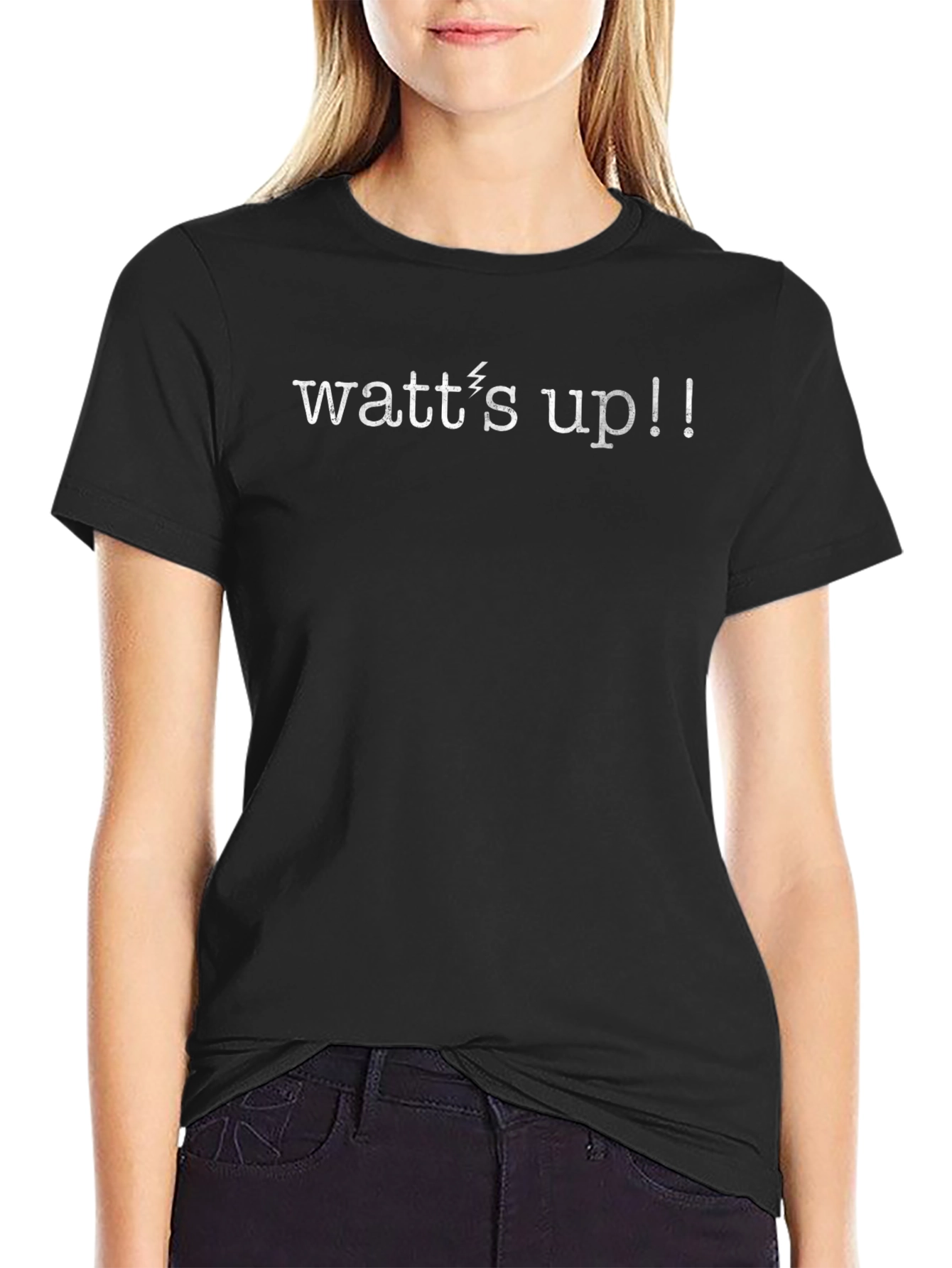 Watts Up! Mens Black Graphic Tee