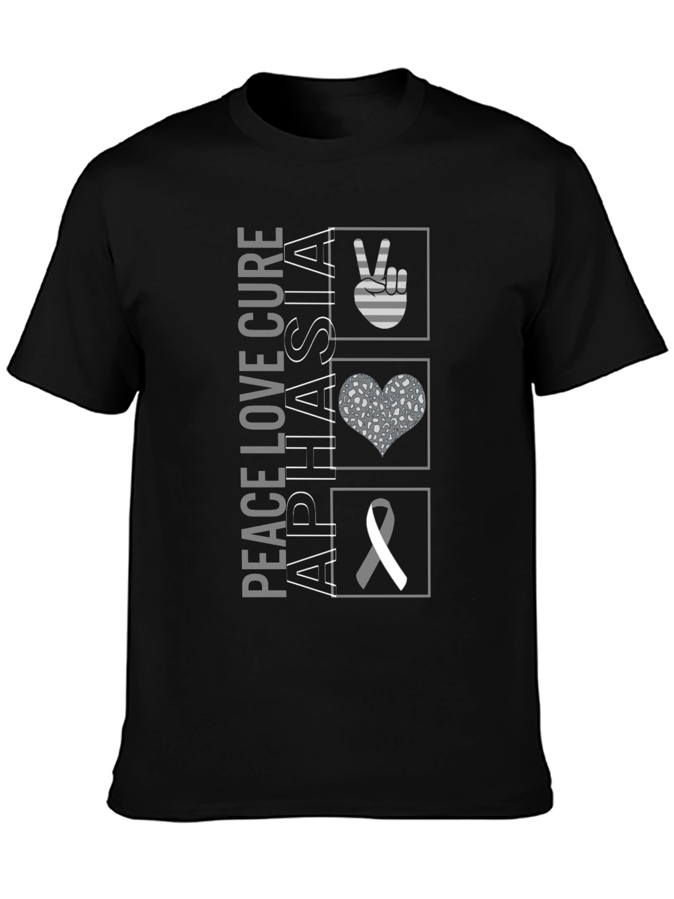 Peace Love Cure Aphasia Awareness T-Shirt