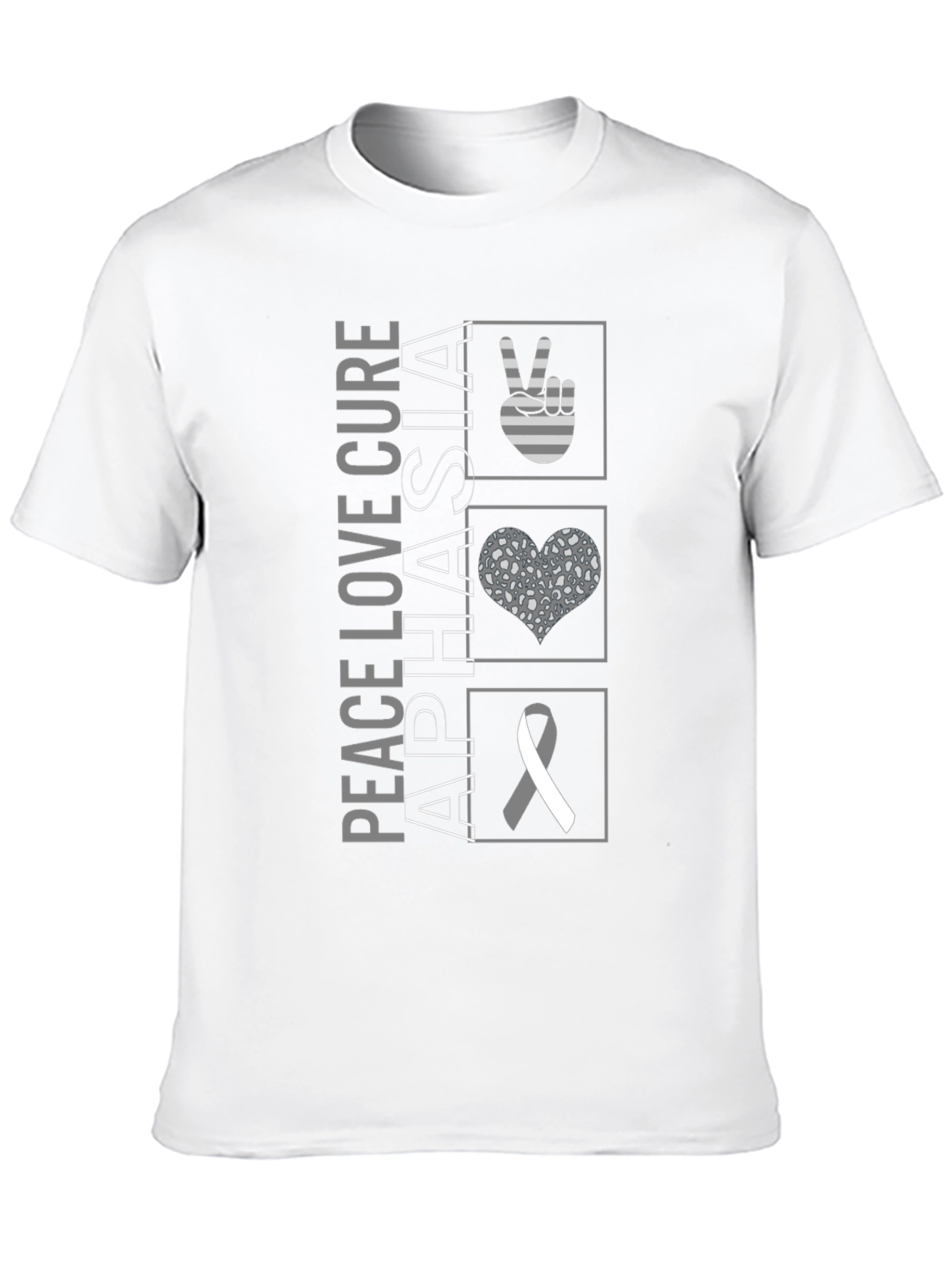 Peace Love Cure Aphasia Awareness T-Shirt