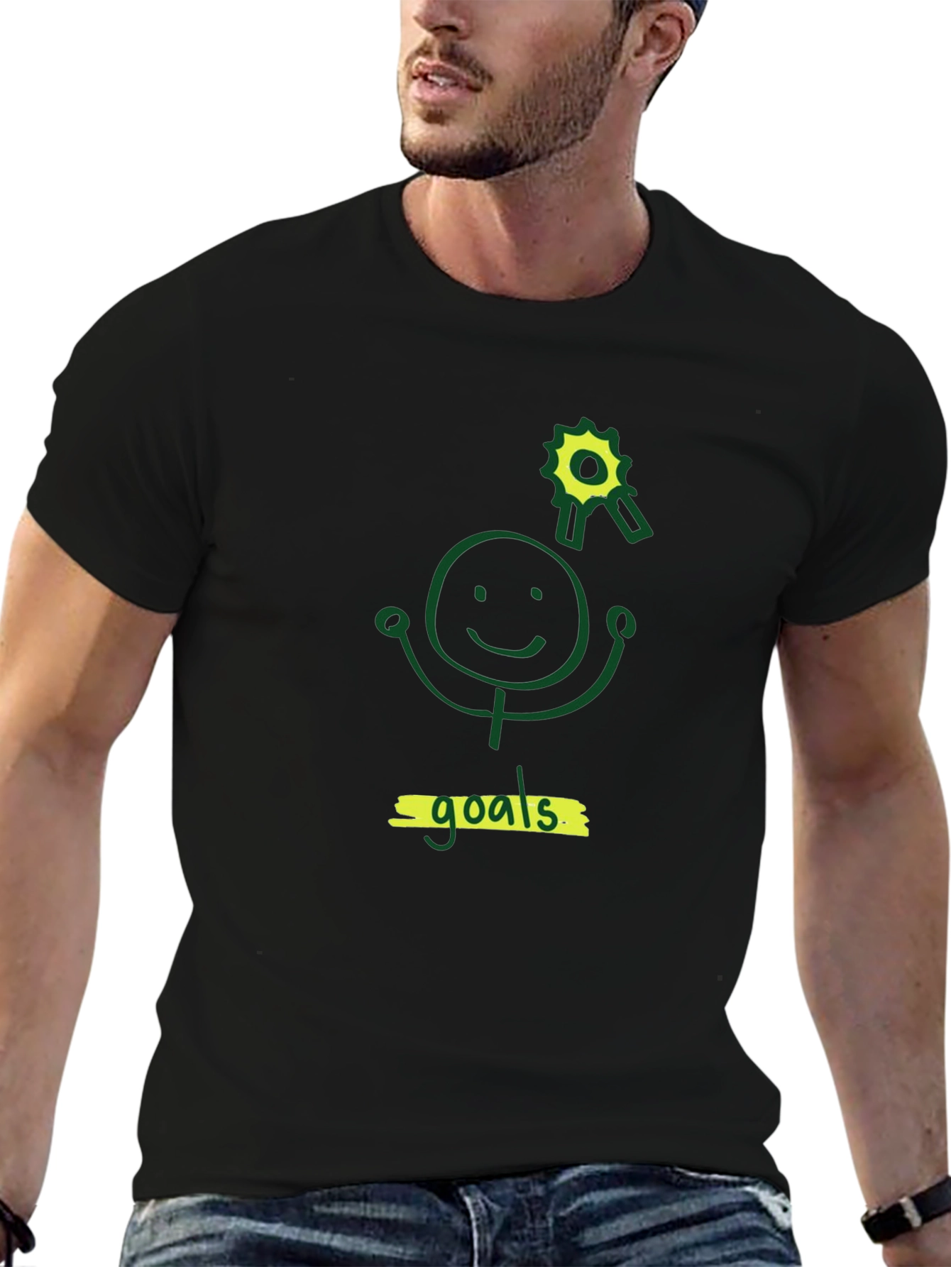 Black T-Shirt: Goals Graphic Tee for Achievers