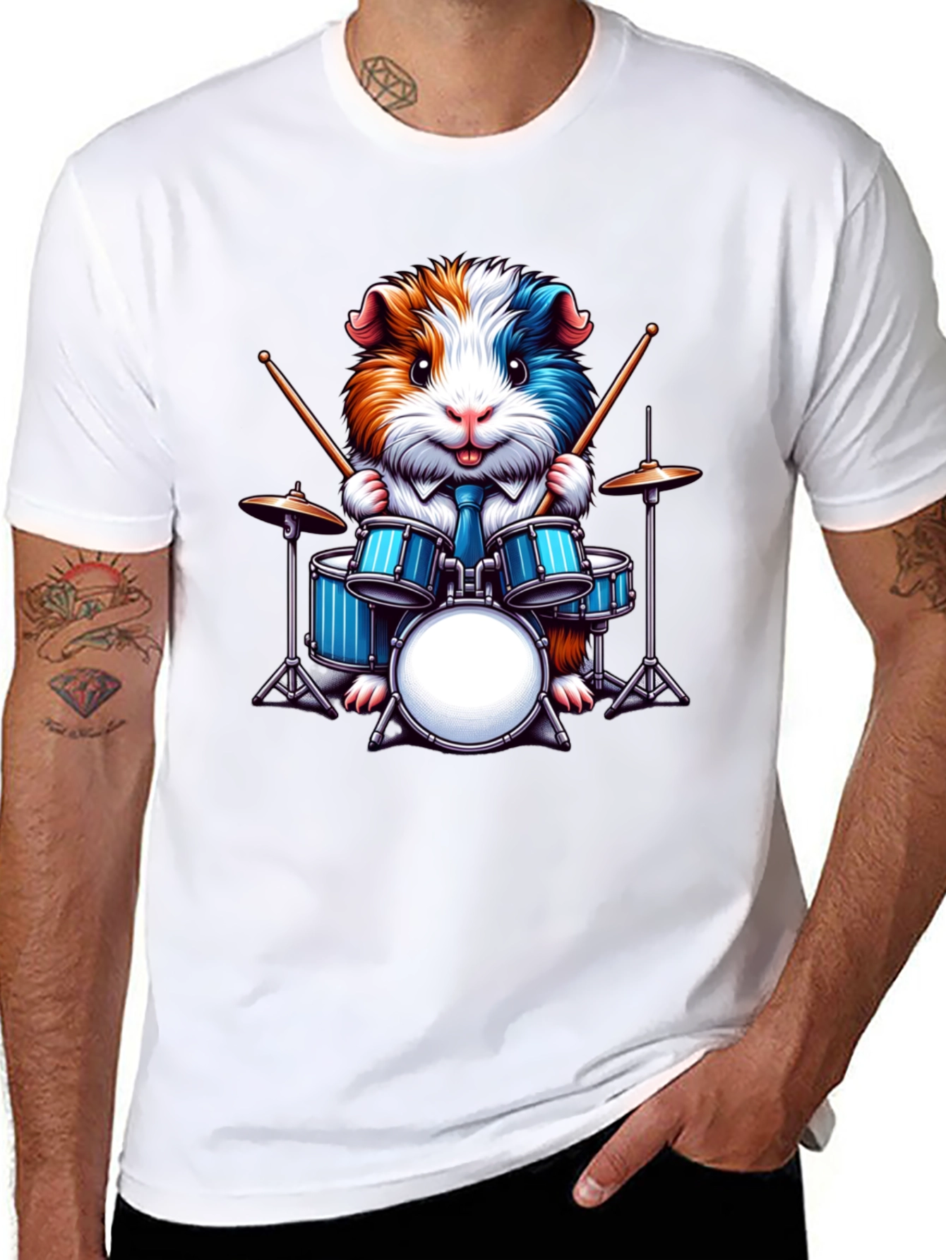 Drummer Guinea Pig Graphic Tee