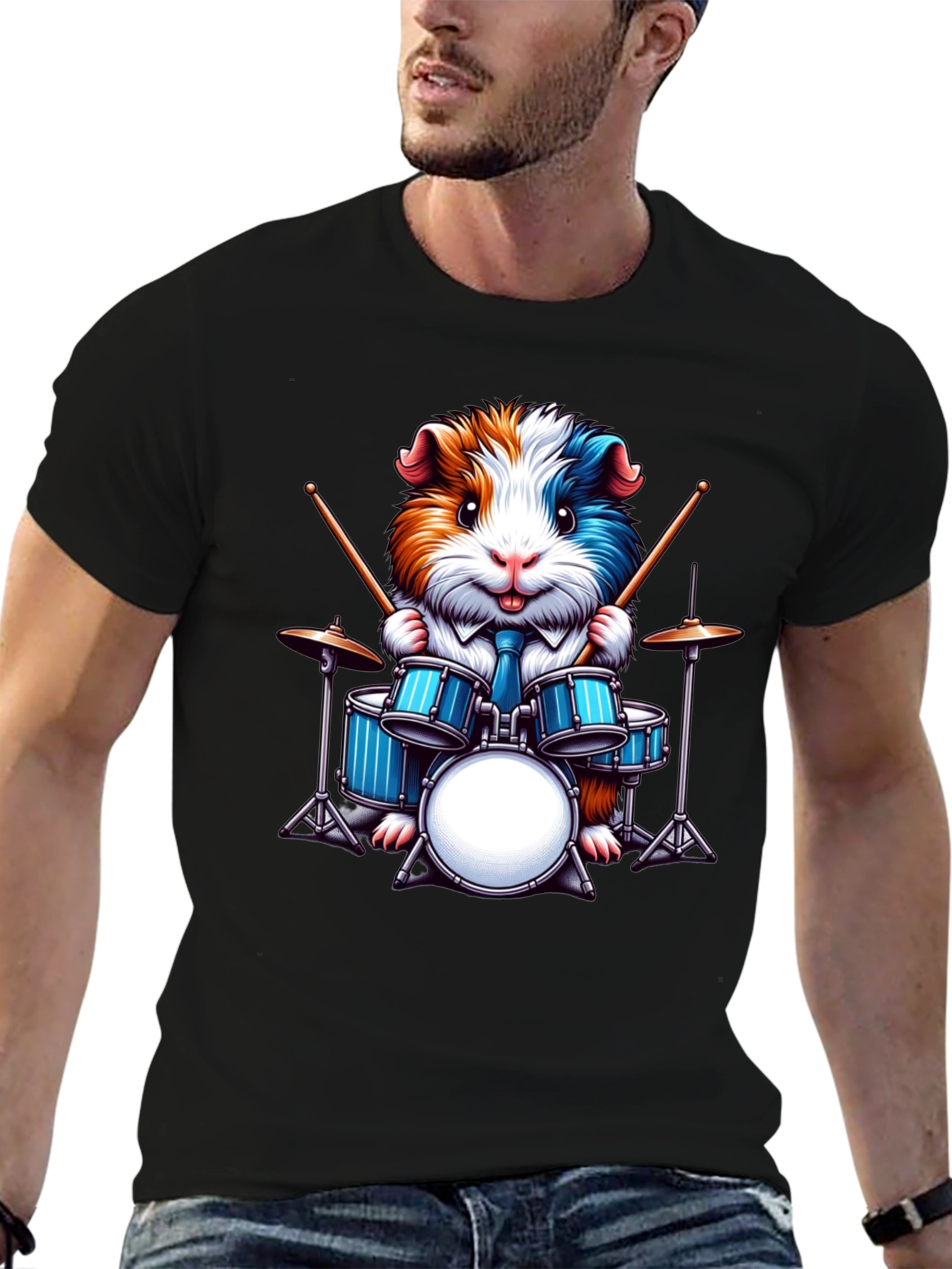 Drummer Guinea Pig Graphic Tee