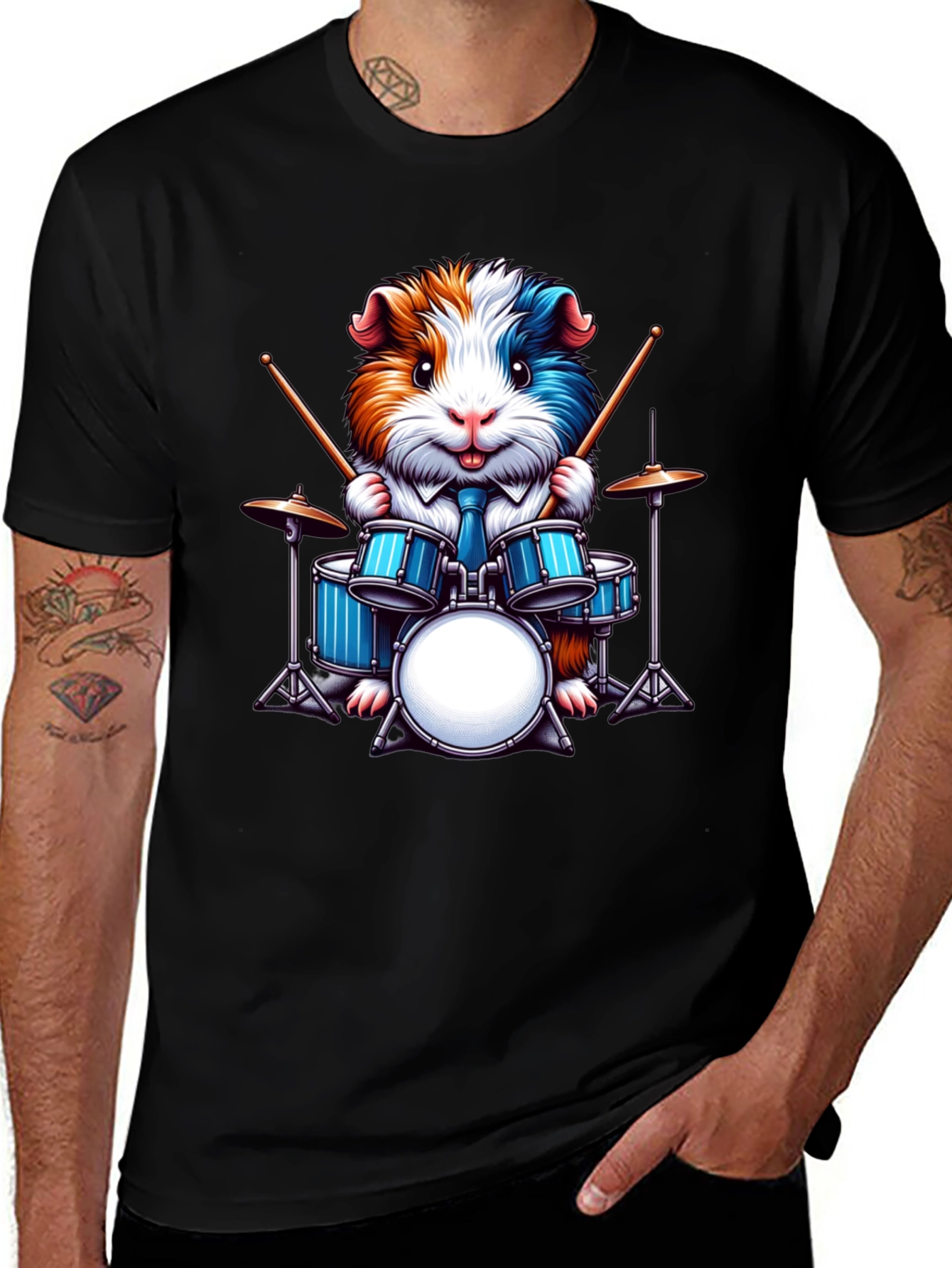 Drummer Guinea Pig Graphic Tee