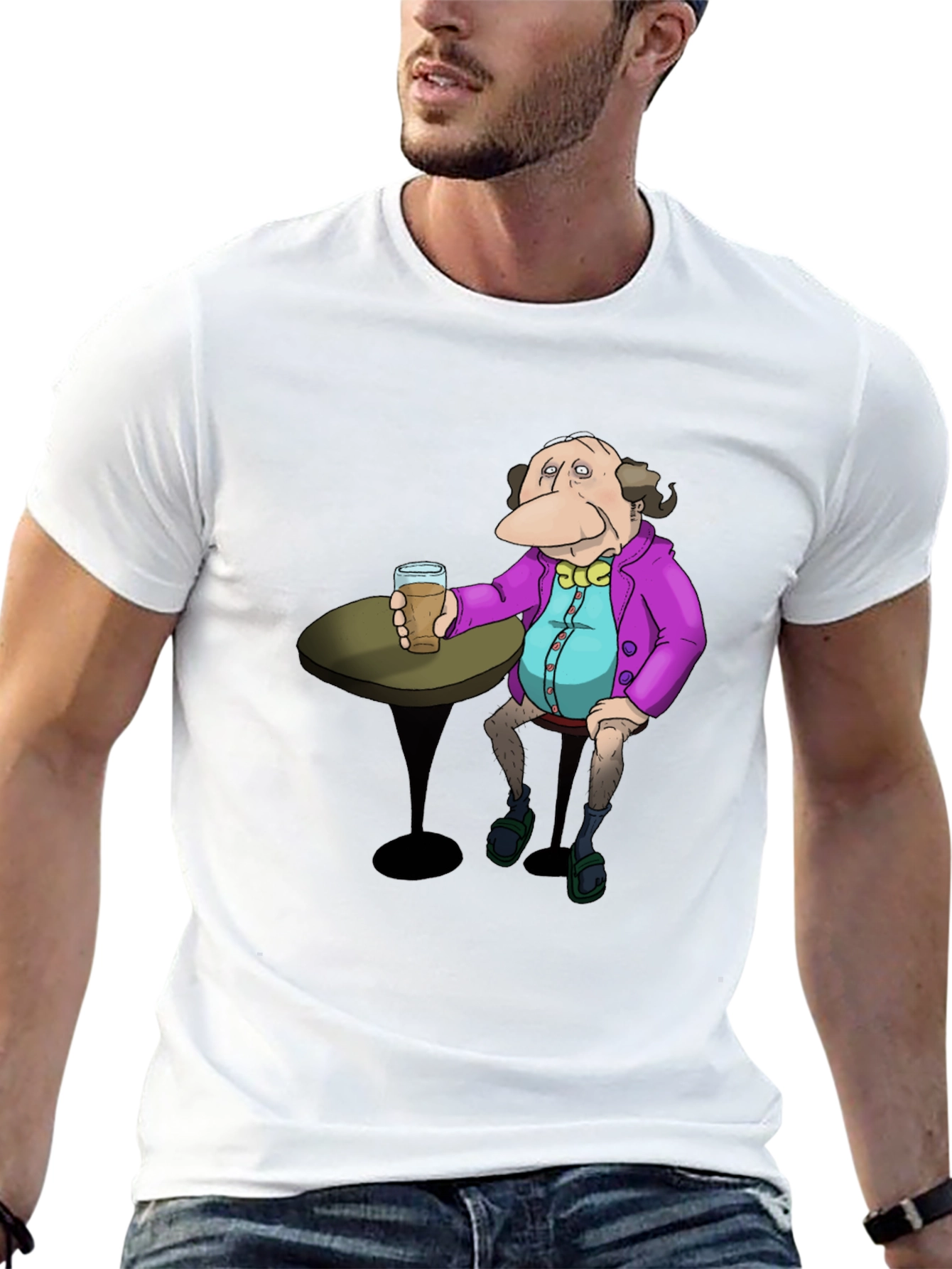Cartoon Character Drink Black T-Shirt