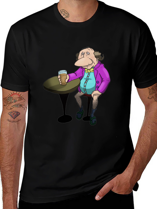 Cartoon Character Drink Black T-Shirt
