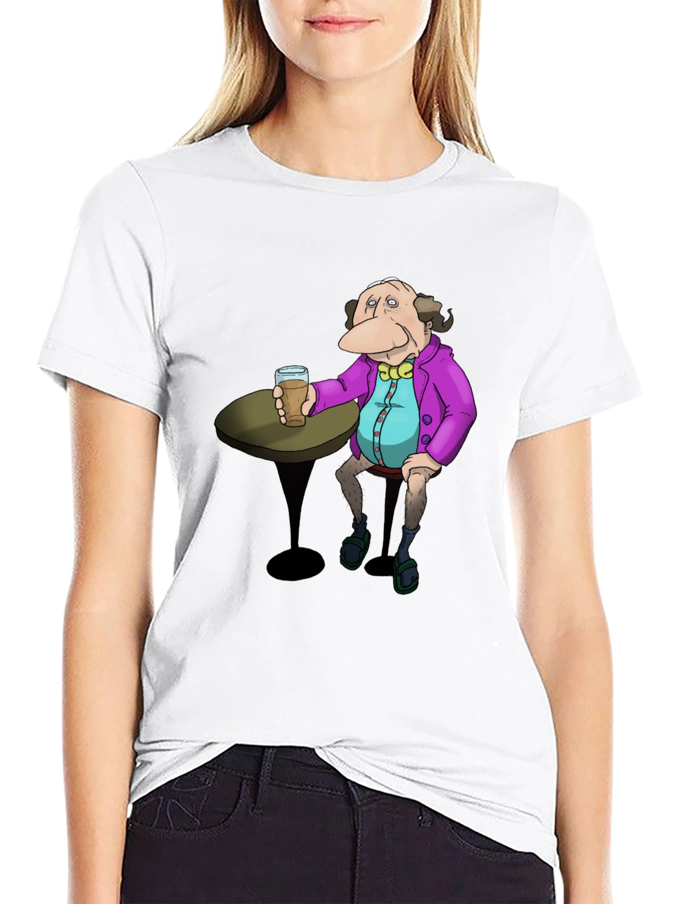 Cartoon Character Drink Black T-Shirt