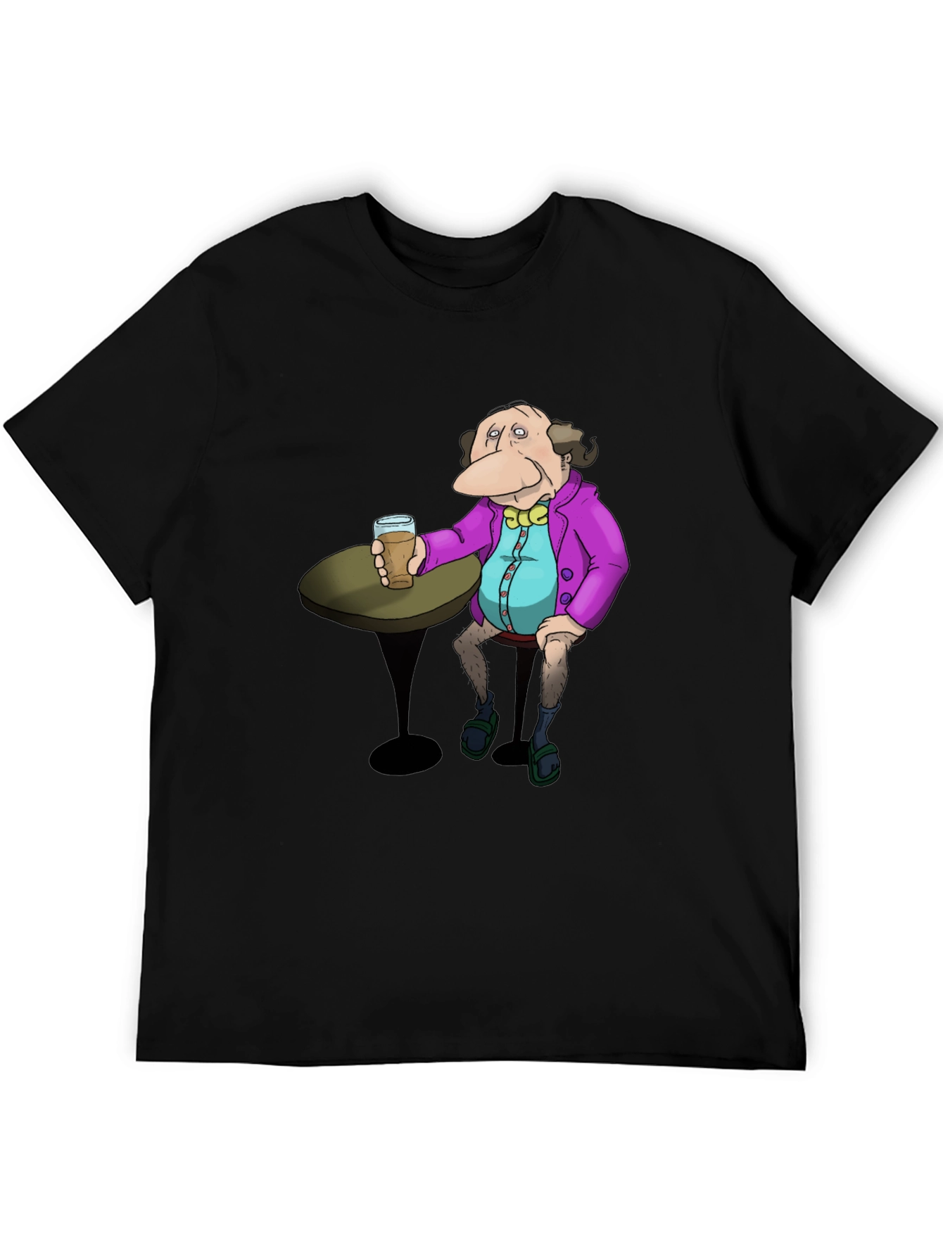 Cartoon Character Drink Black T-Shirt