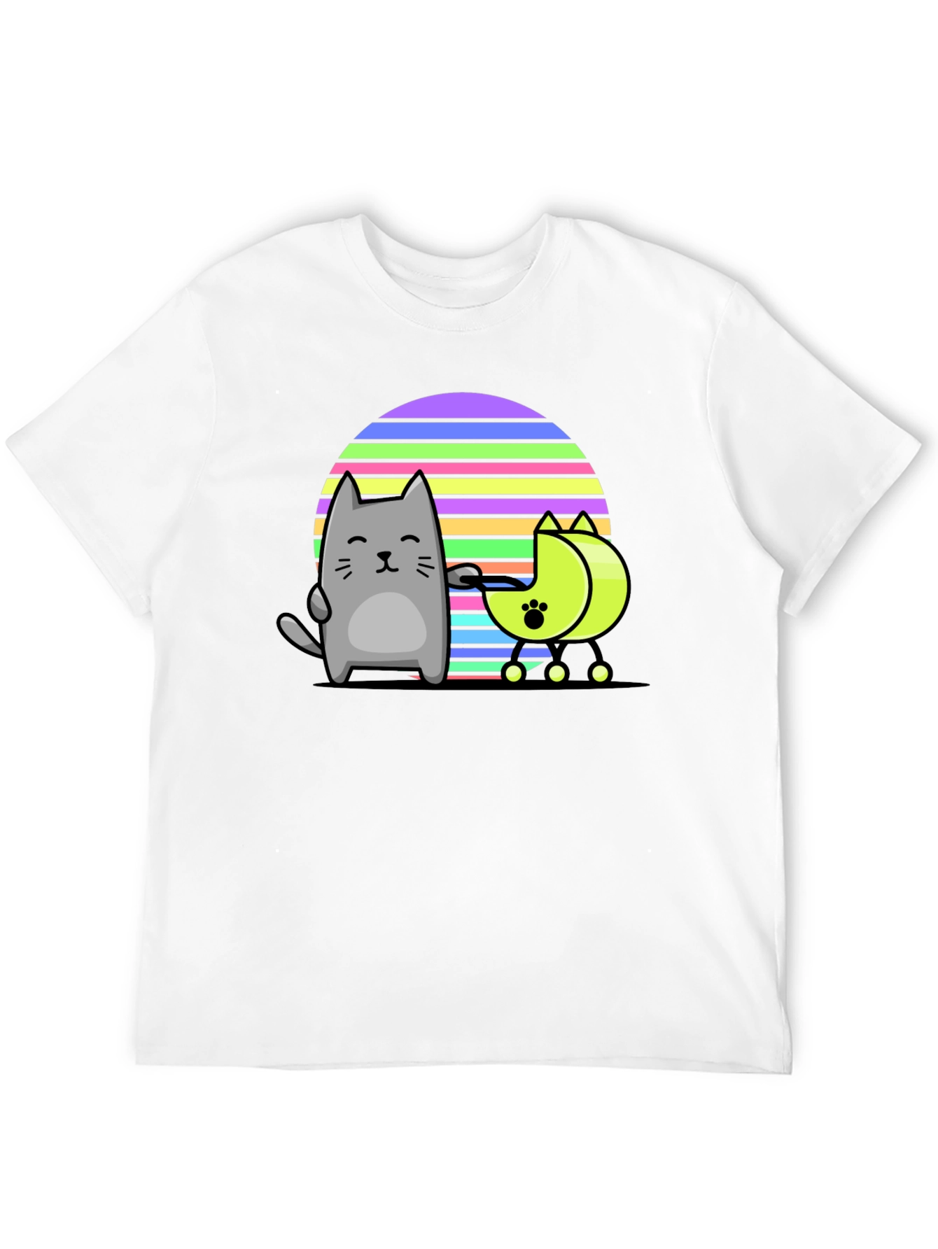 Cool Cat and Moon T-Shirt - Black