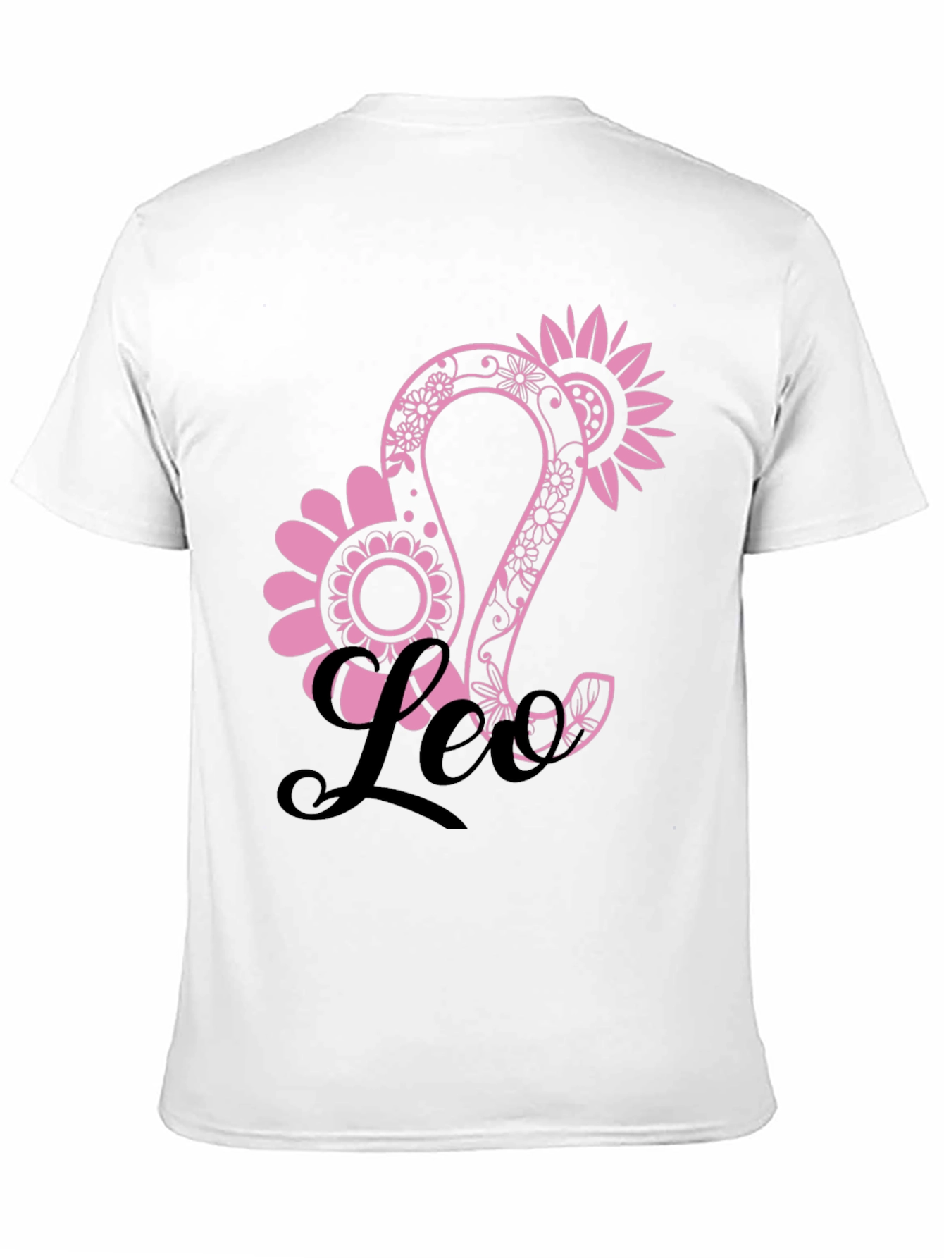 Floral Leo Zodiac Sign Black T-Shirt