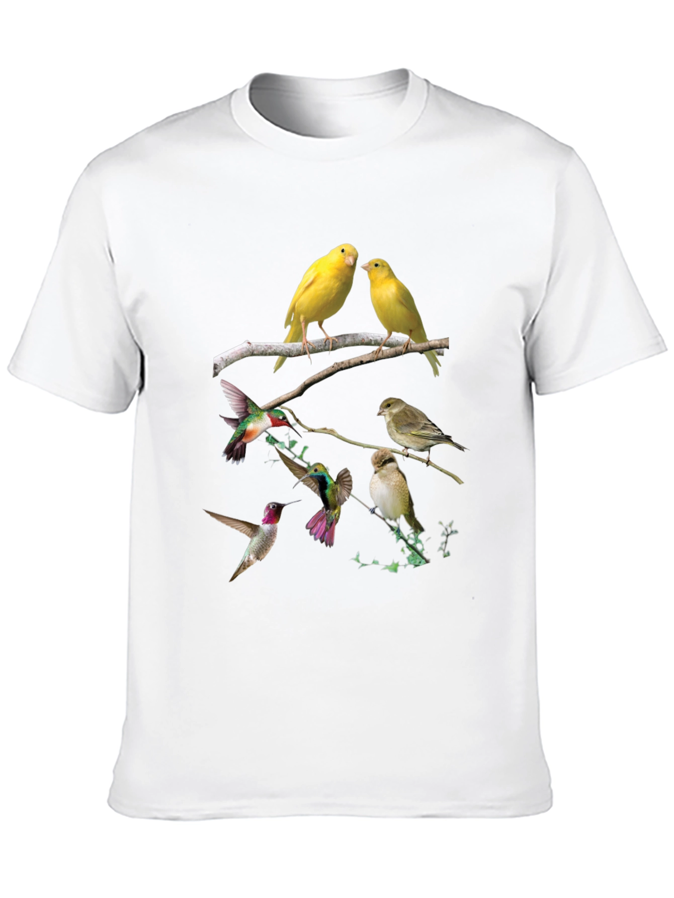 Bird Print Black T-Shirt - Nature Lovers Tee