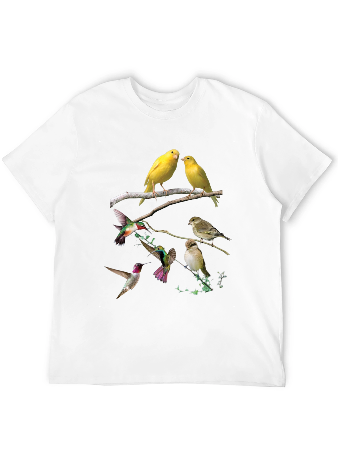 Bird Print Black T-Shirt - Nature Lovers Tee