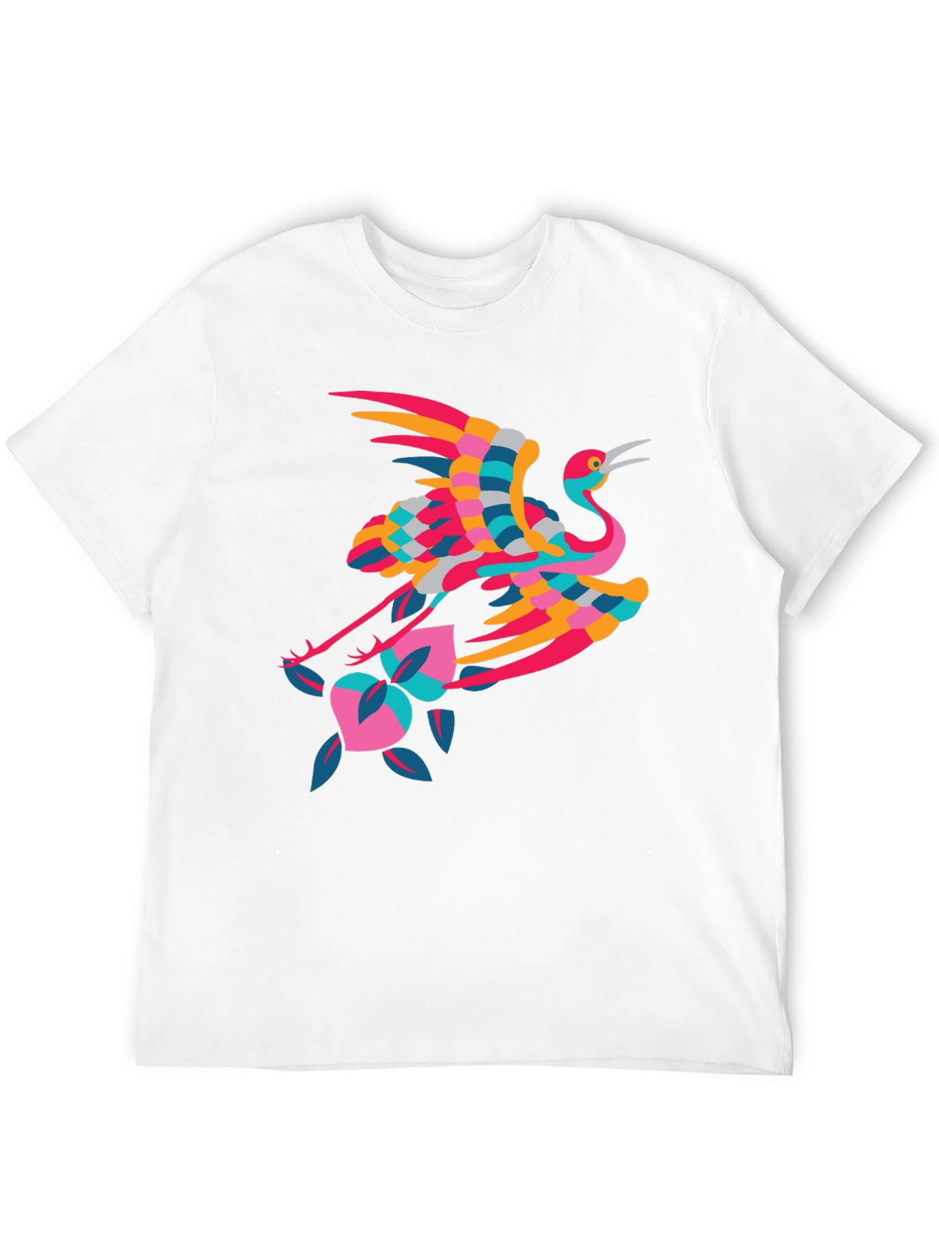 Stylish Crane Graphic Black T-Shirt