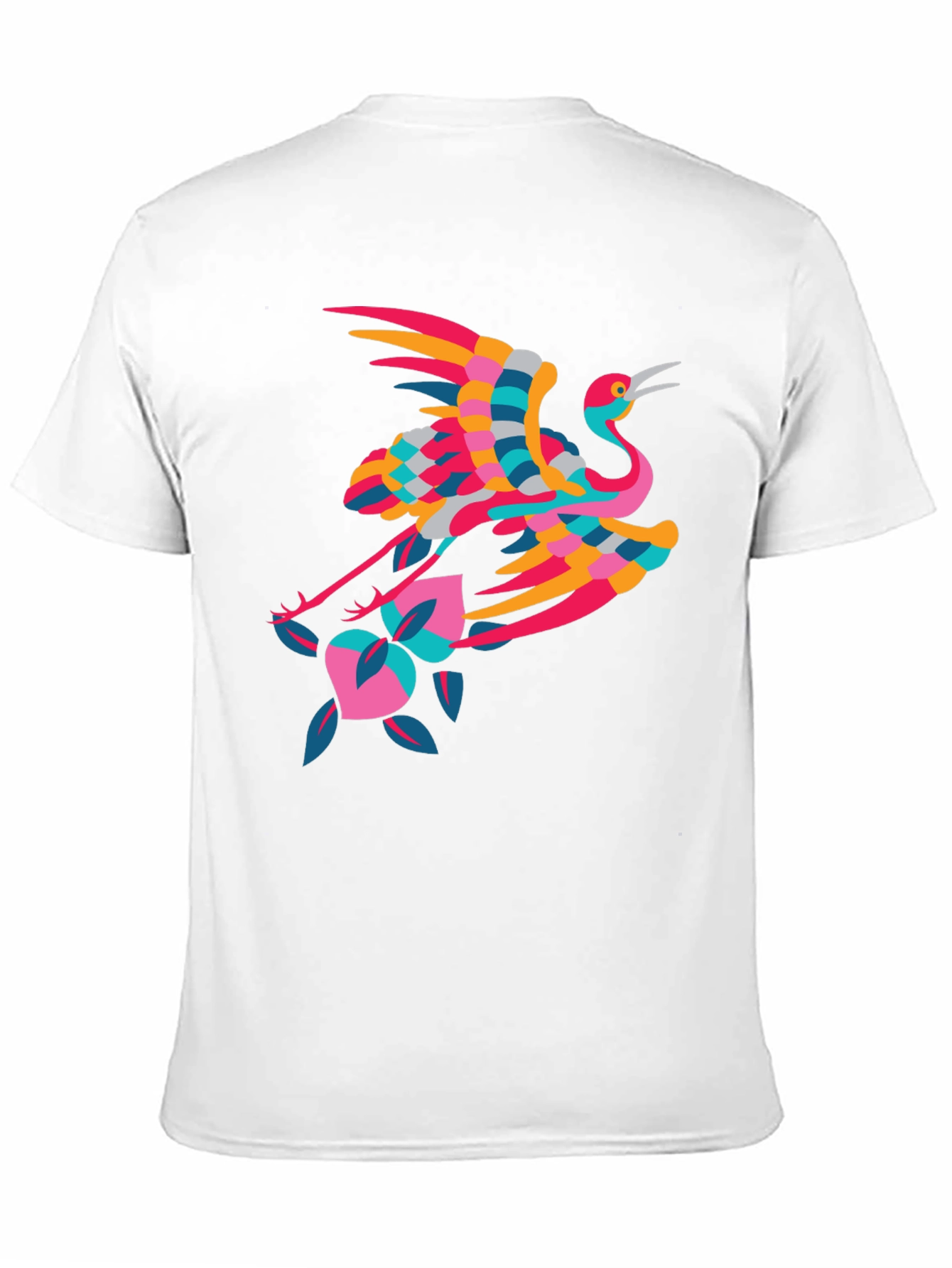 Stylish Crane Graphic Black T-Shirt