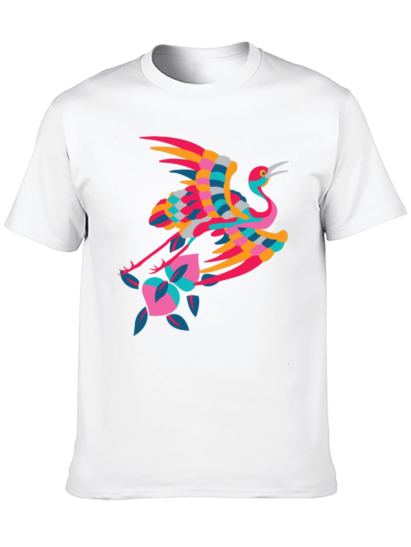 Stylish Crane Graphic Black T-Shirt