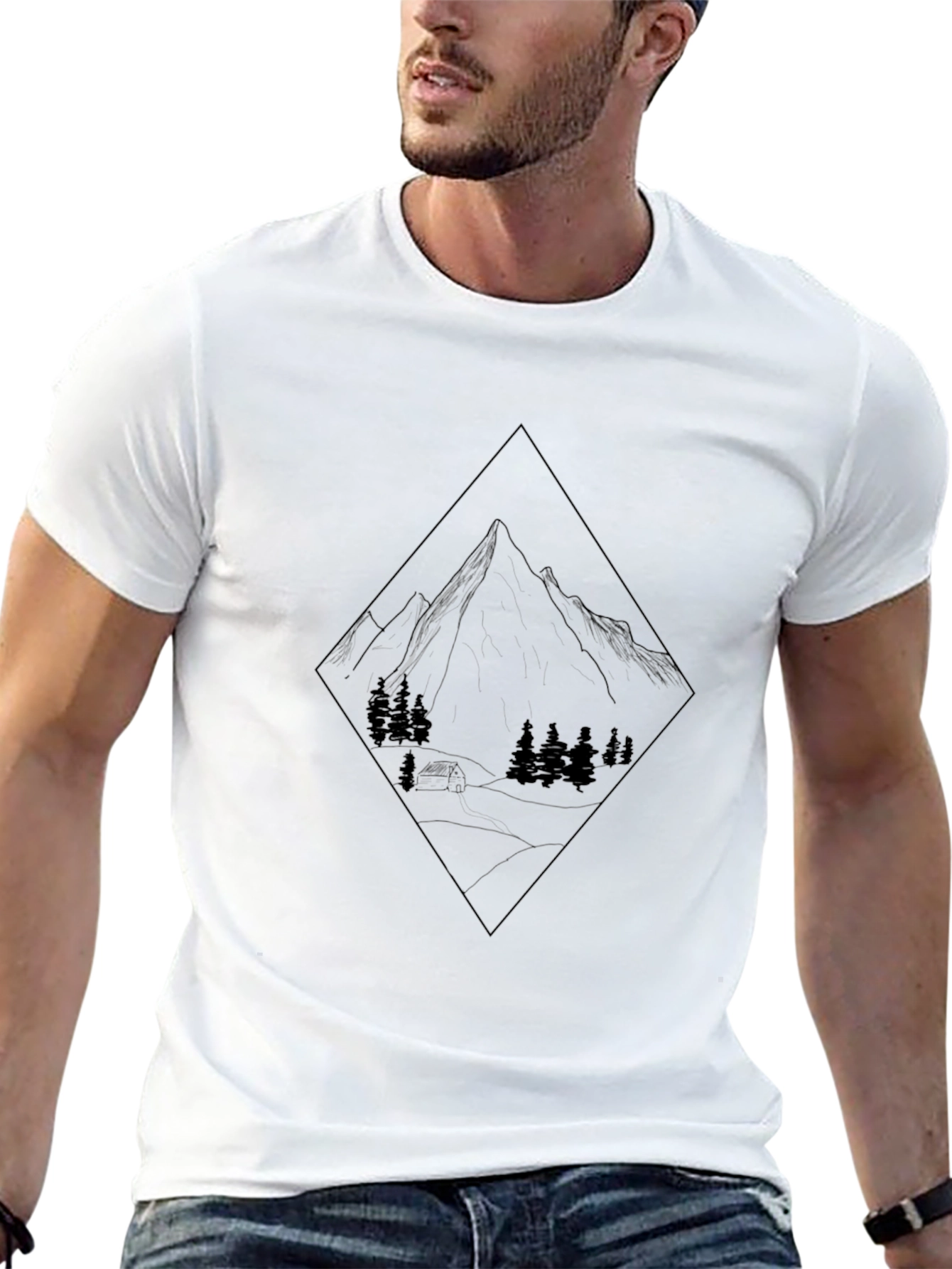 Mountain Graphic Tee - Black Crew Neck T-Shirt