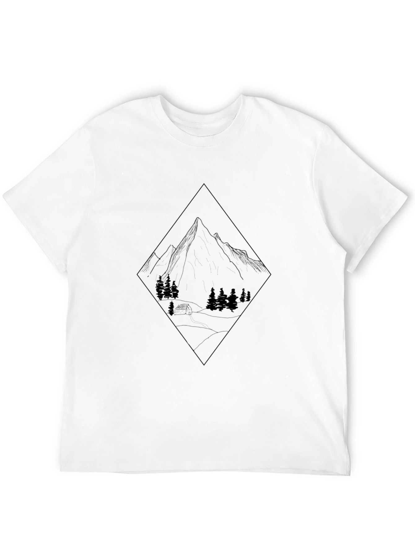 Mountain Graphic Tee - Black Crew Neck T-Shirt