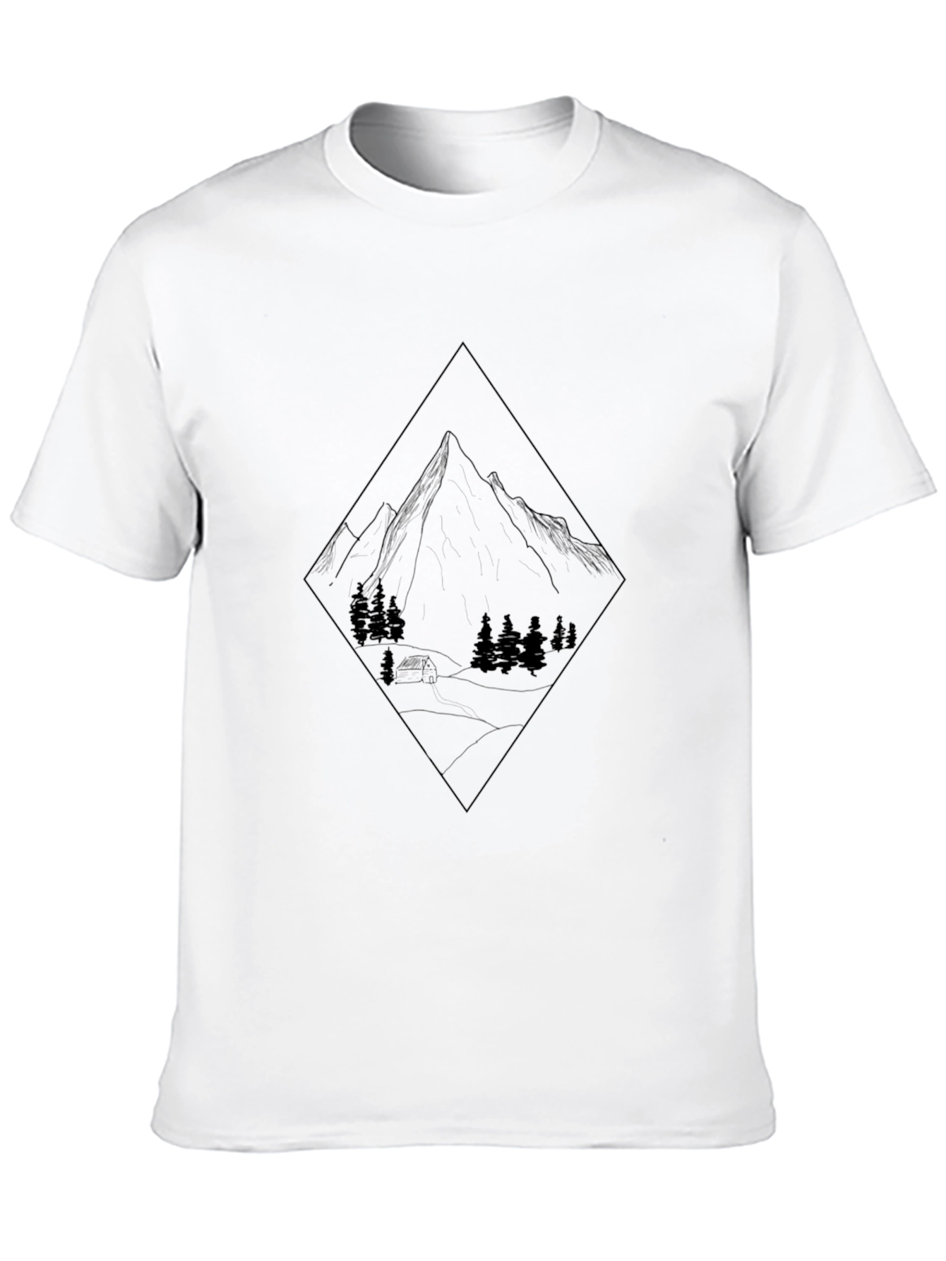 Mountain Graphic Tee - Black Crew Neck T-Shirt