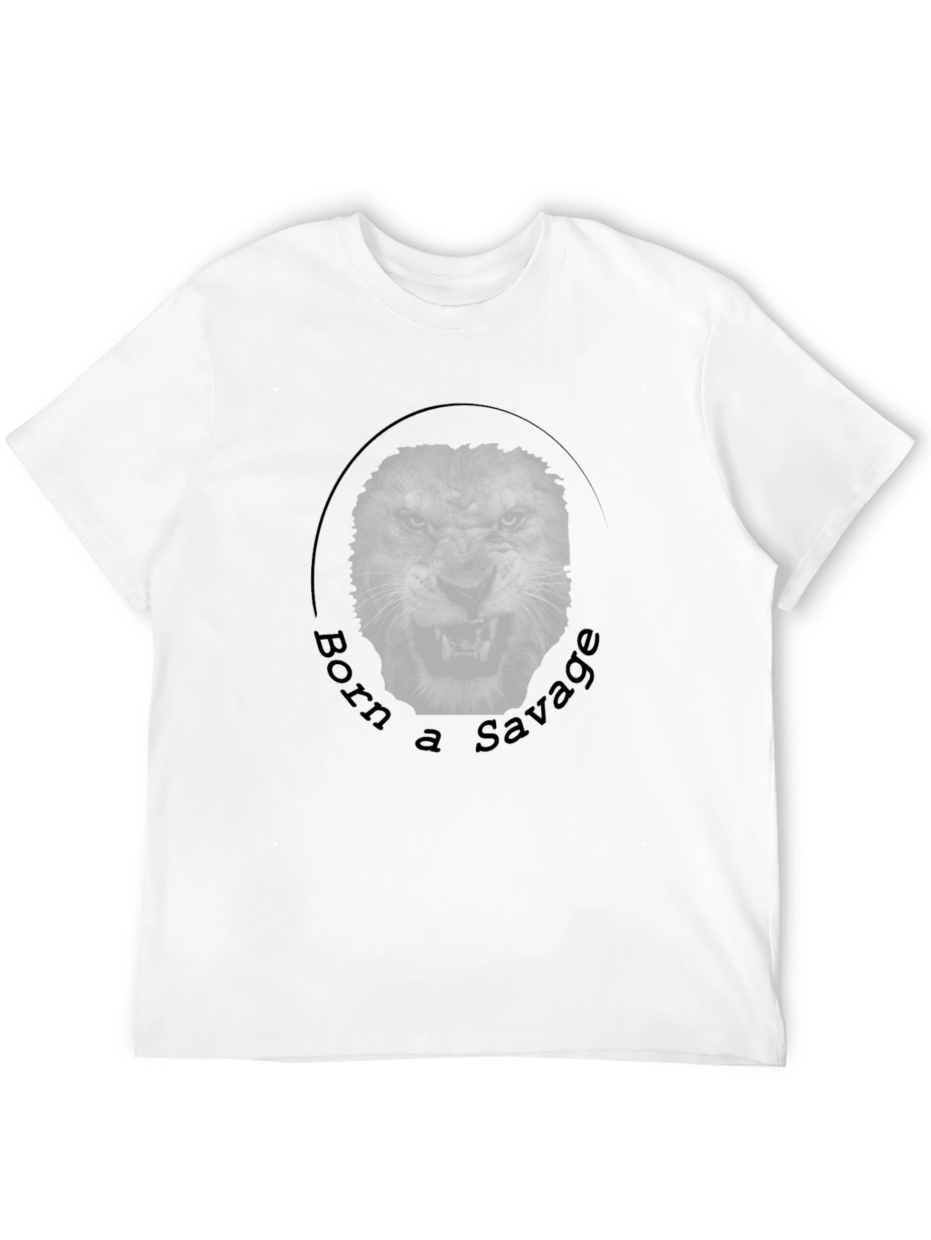 Born a Savage Lion Graphic Black T-Shirt