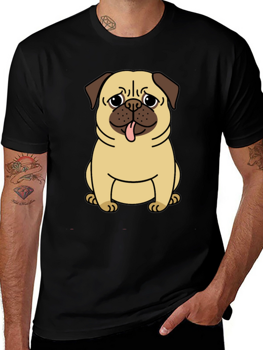 Pug Graphic T-Shirt - Mens Black Crew Neck Tee