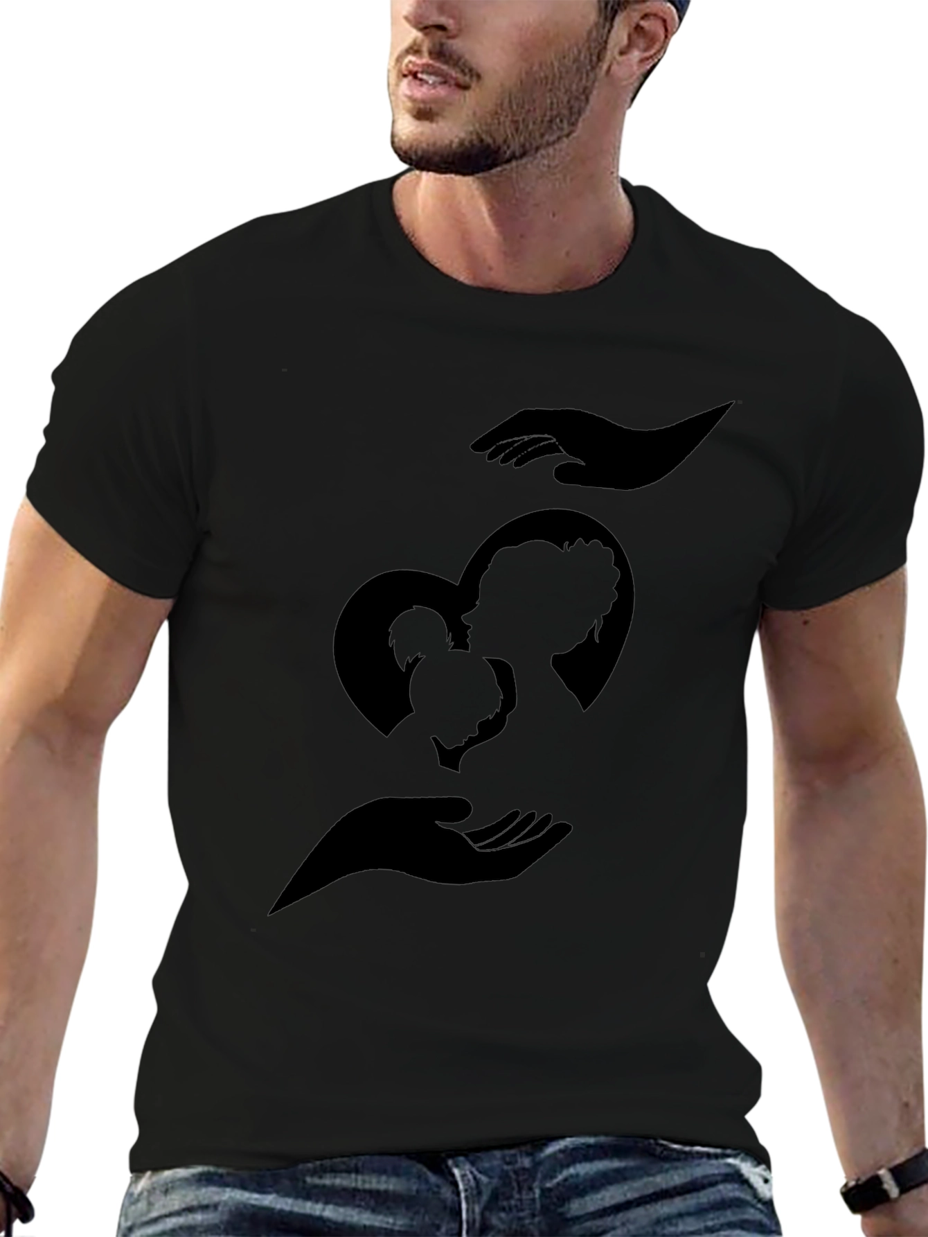 Heart Hands Family Graphic Tee - Black