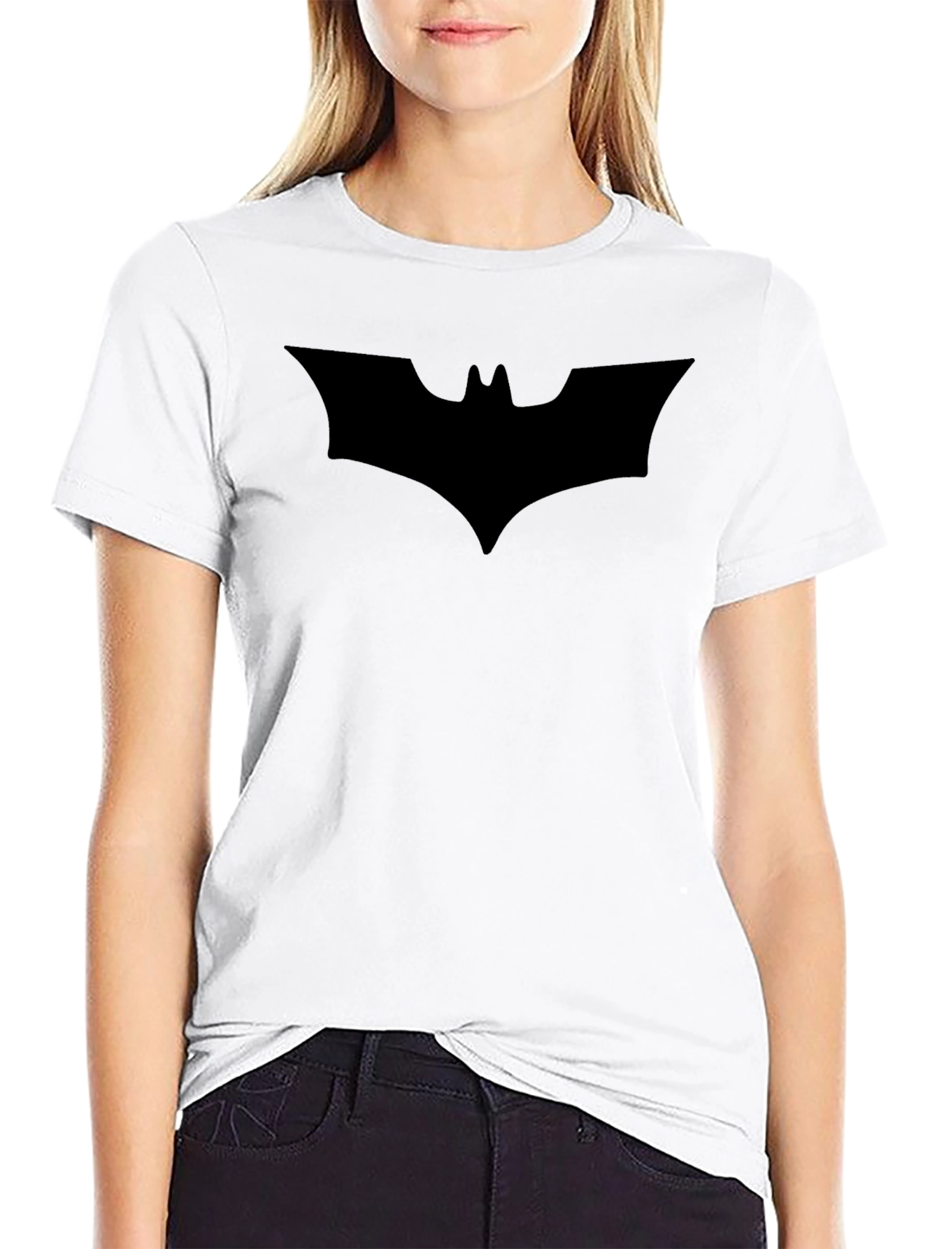 Mens Black Batman Logo T-Shirt