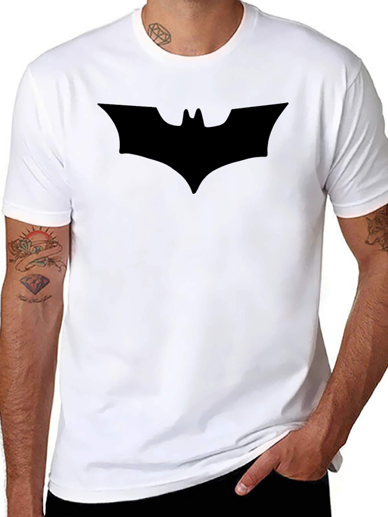 Mens Black Batman Logo T-Shirt