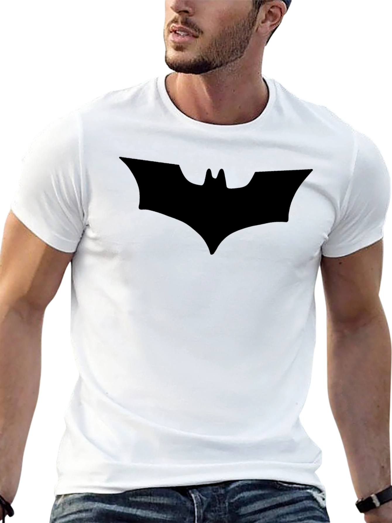 Mens Black Batman Logo T-Shirt